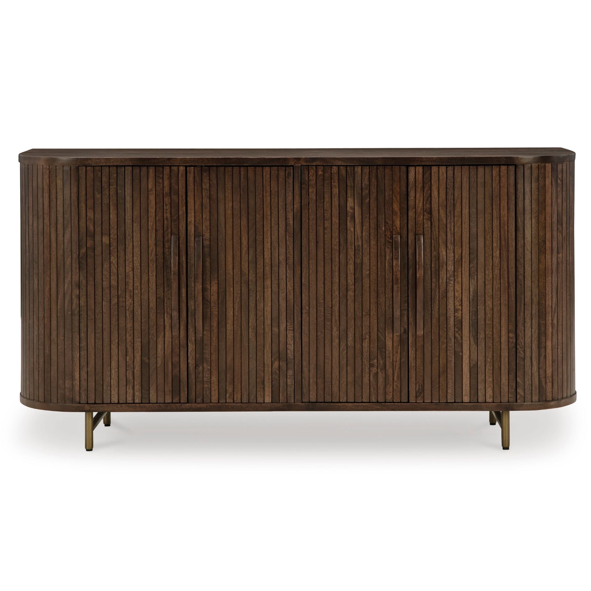 Signature Design by Ashley Amickly Accent Cabinet with wooden finish, showcasing its stylish sideboard design and storage drawers.