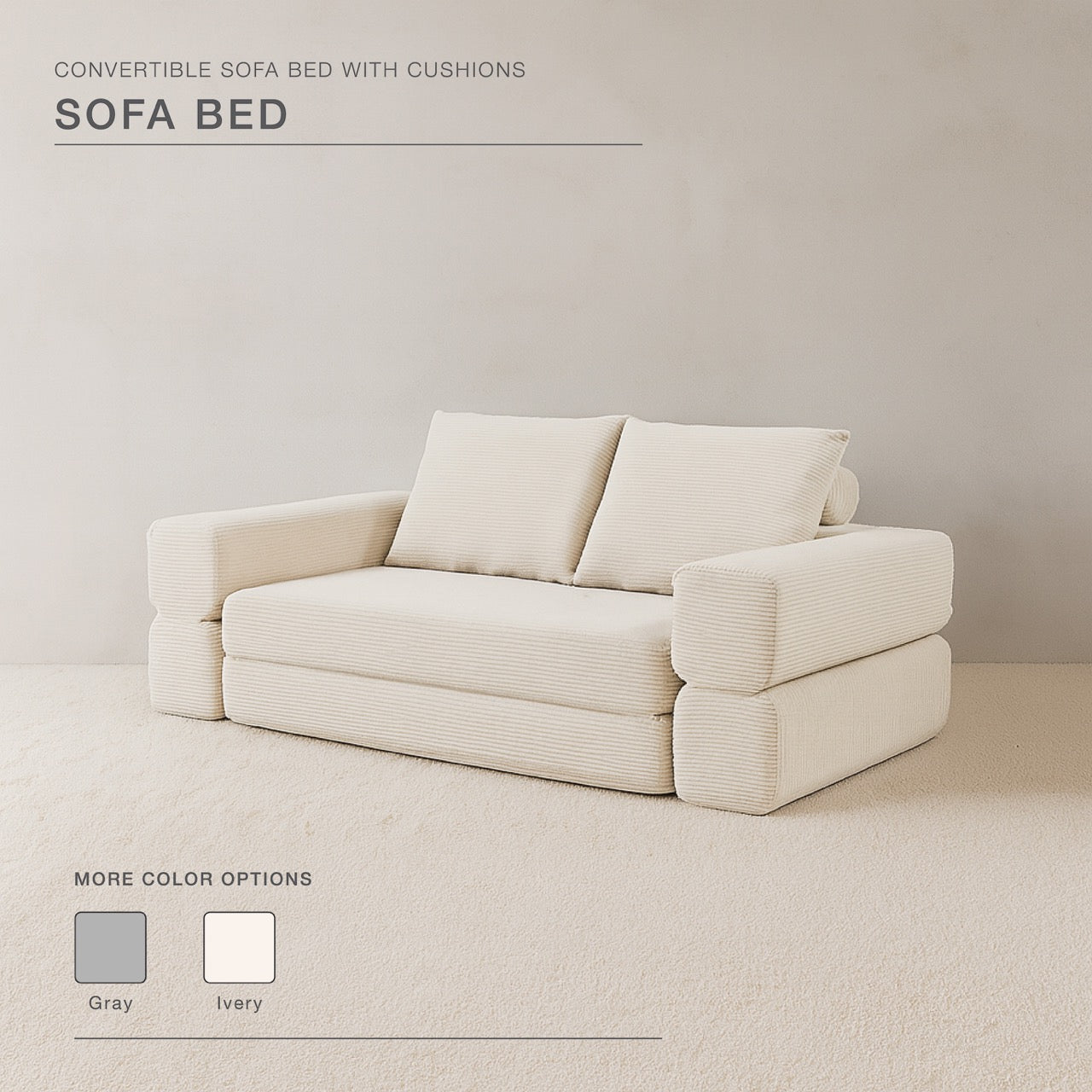 S613 Sofa Bed in Beige | CastleUp Experience Centre