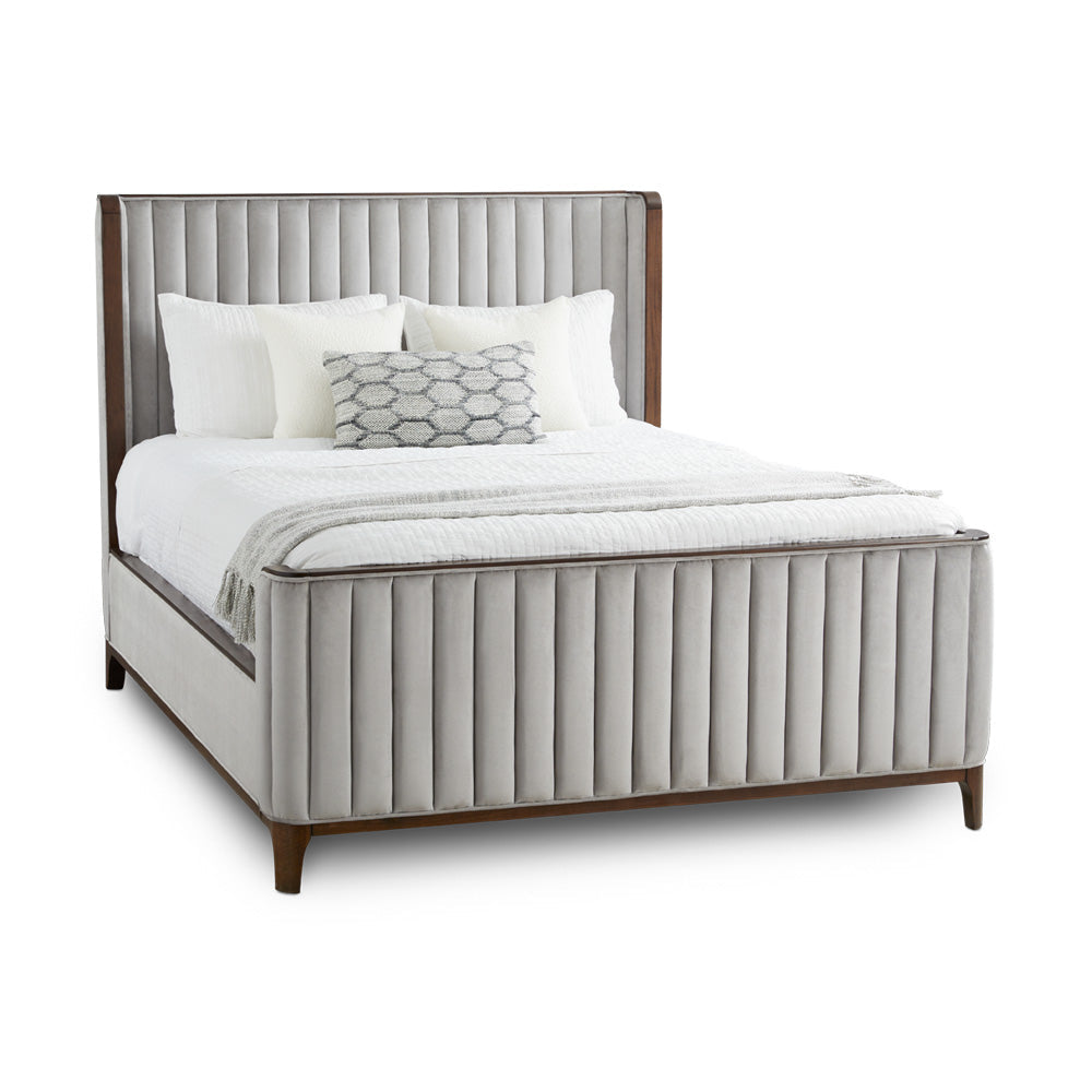 Xcella Britain 2-tone upholstery bed from the Majestic collection, featuring a stylish two-tone fabric design and upholstered headboard.