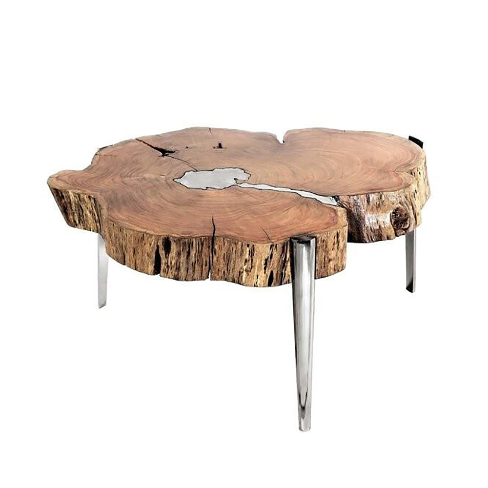 Xcella AKIS natural coffee table with wooden finish, showcasing a modern design and sturdy rectangular shape.