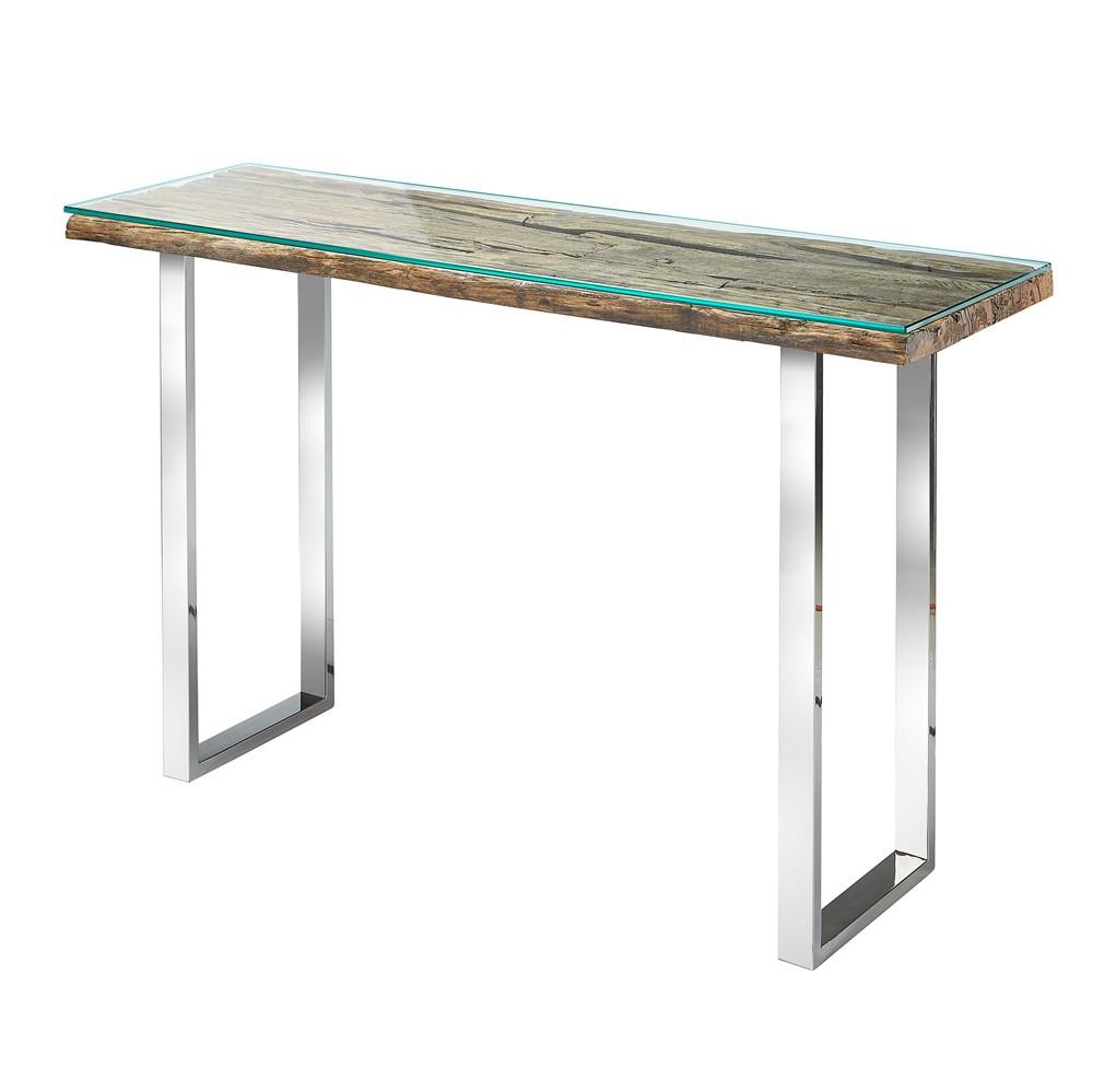 Xcella Railwood Console Table with sleek wooden surface and modern design, ideal for entryways or living rooms.