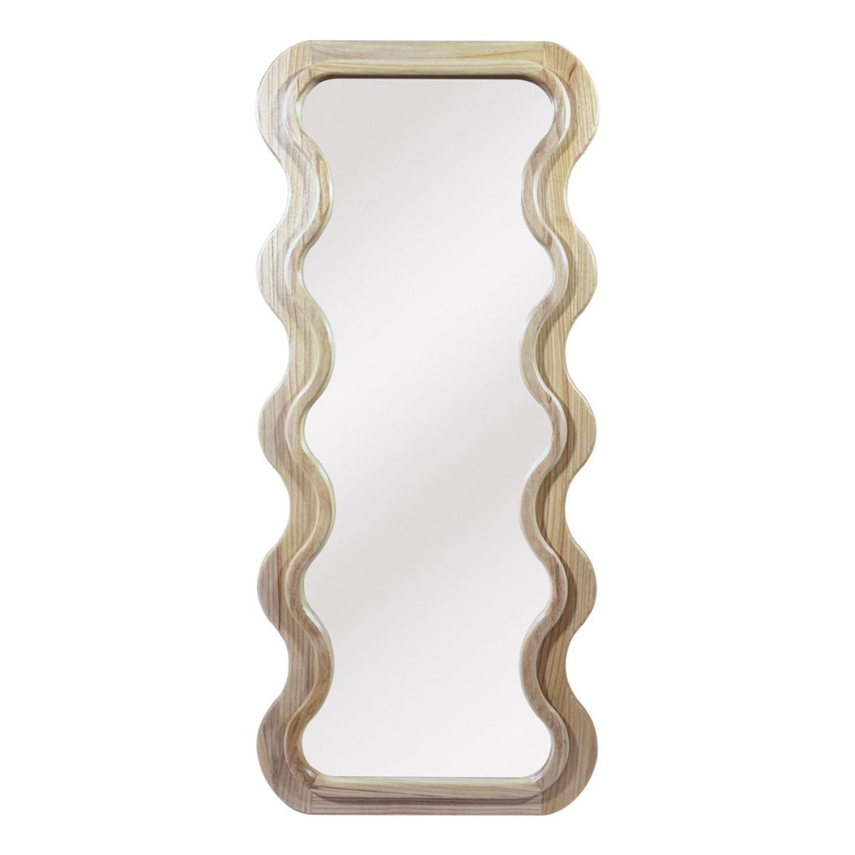 Xcella Marlon floor mirror in natural wood finish, full-length standing mirror with a sleek, modern design.