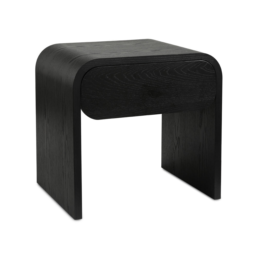 Xcella Elvis nightstand with sleek wood finish and modern design, featuring a drawer and open shelf for bedroom storage.