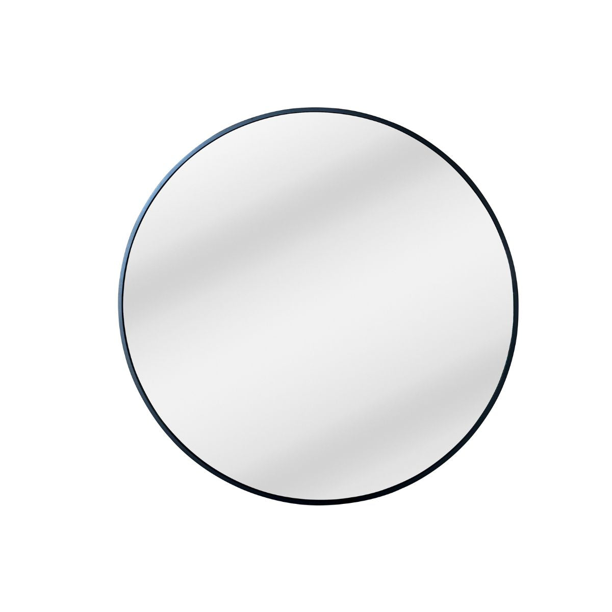 Black-framed Georgia wall mirror by Xcella, round shape with sleek black border, mounted on a wall.