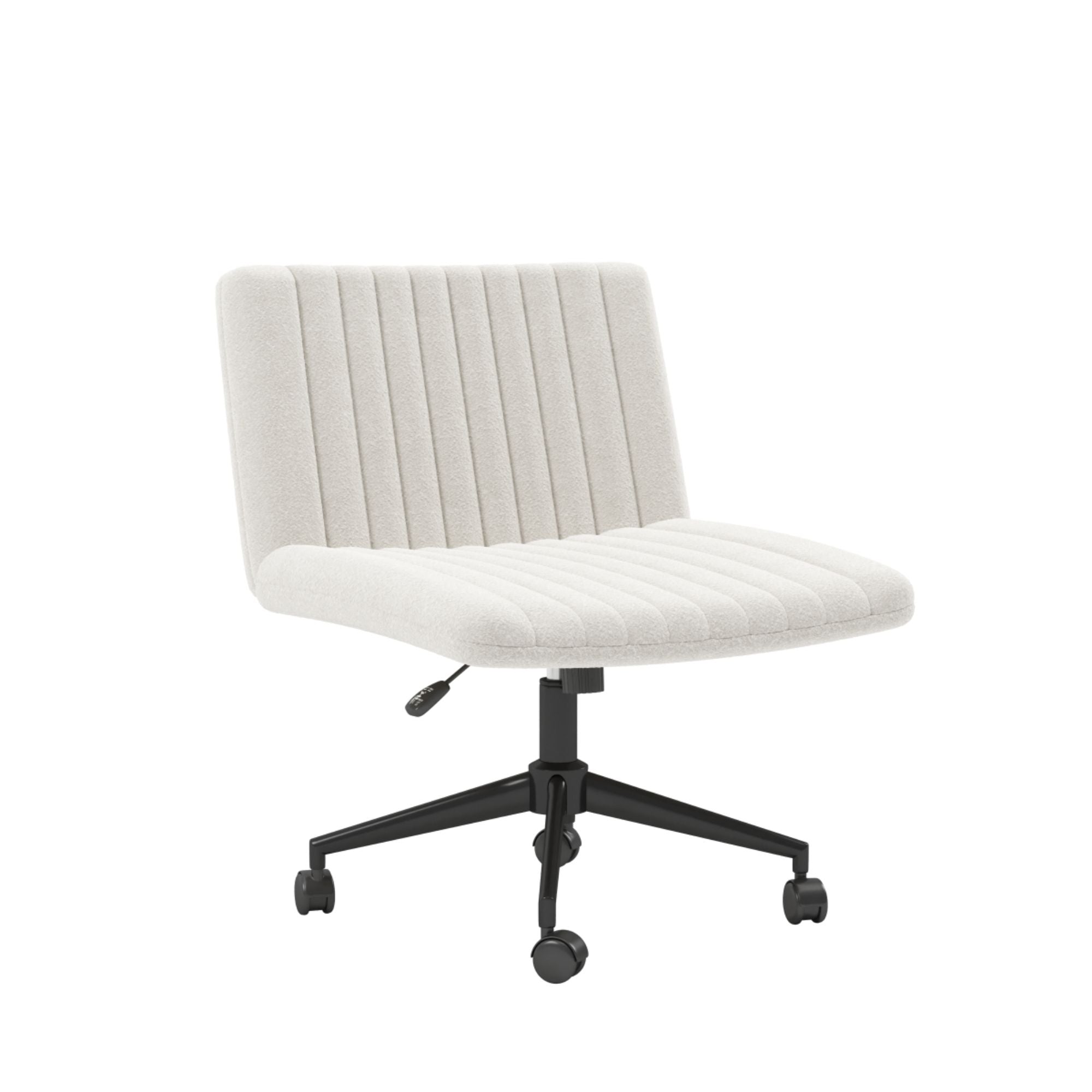 White Brassex 10021 office chair with ergonomic design, adjustable armrests, and padded seat for comfortable workspace seating.