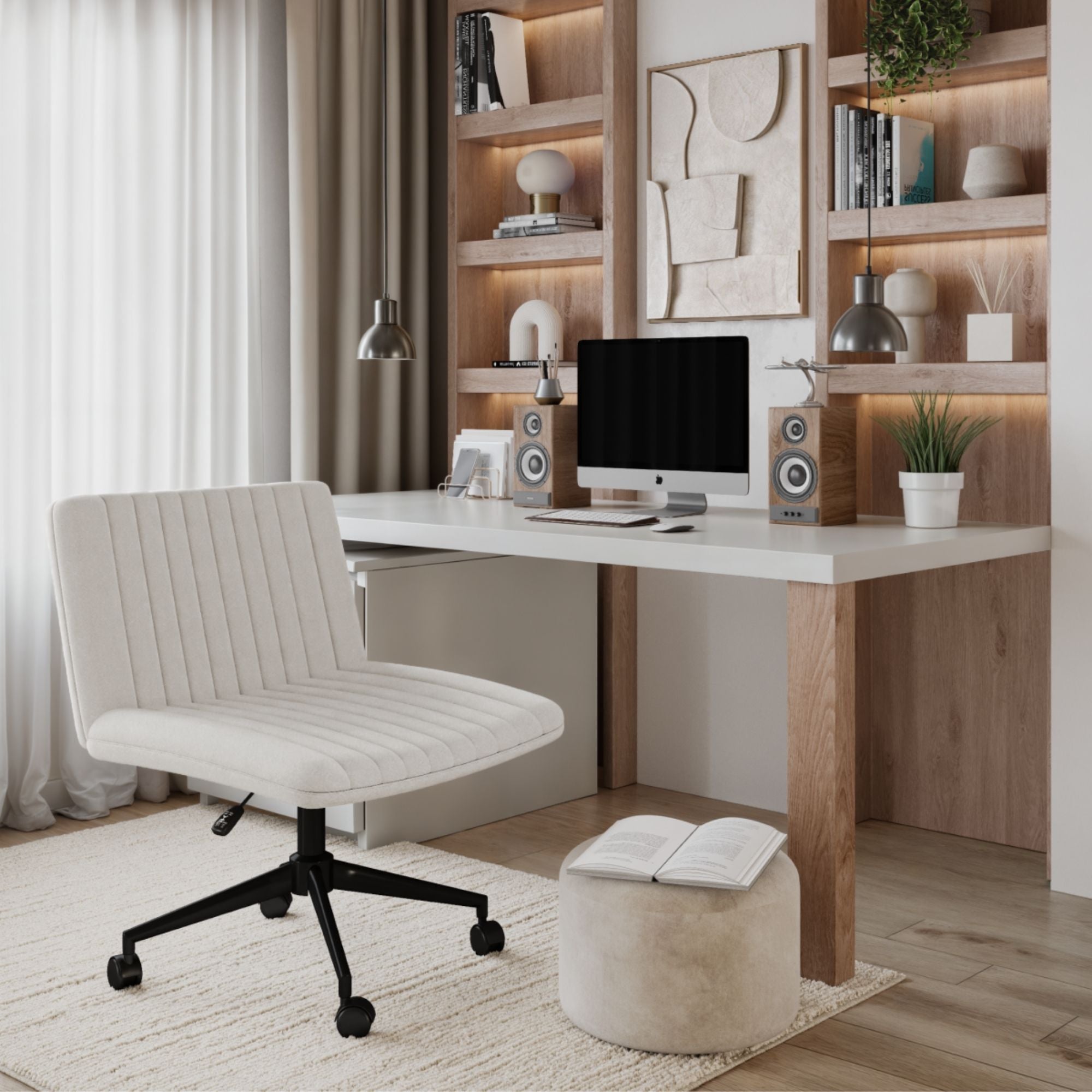 White Brassex Office Chair with ergonomic design, featuring a padded seat and backrest for comfortable workspace seating.