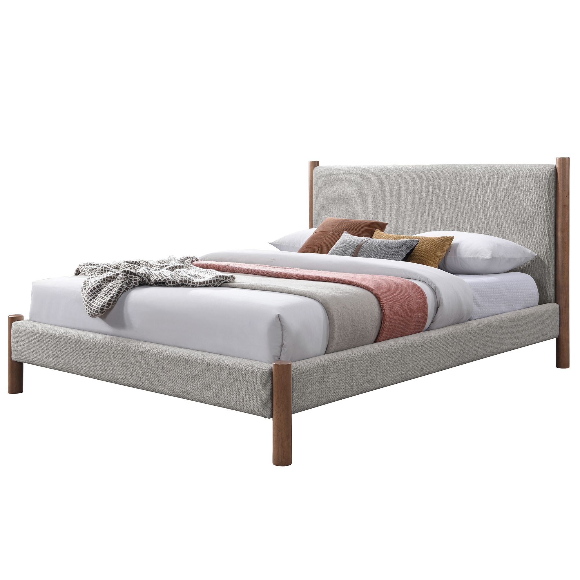 Zoran Platform Bed in Mushroom and Walnut