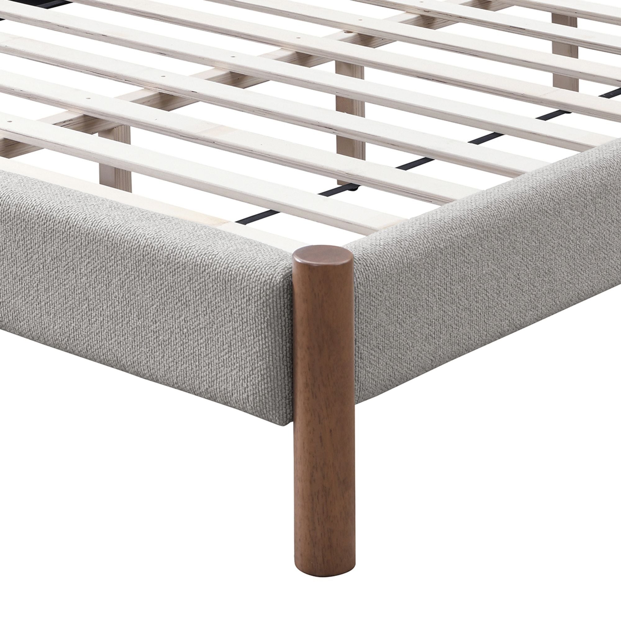 Zoran Platform Bed in Mushroom and Walnut