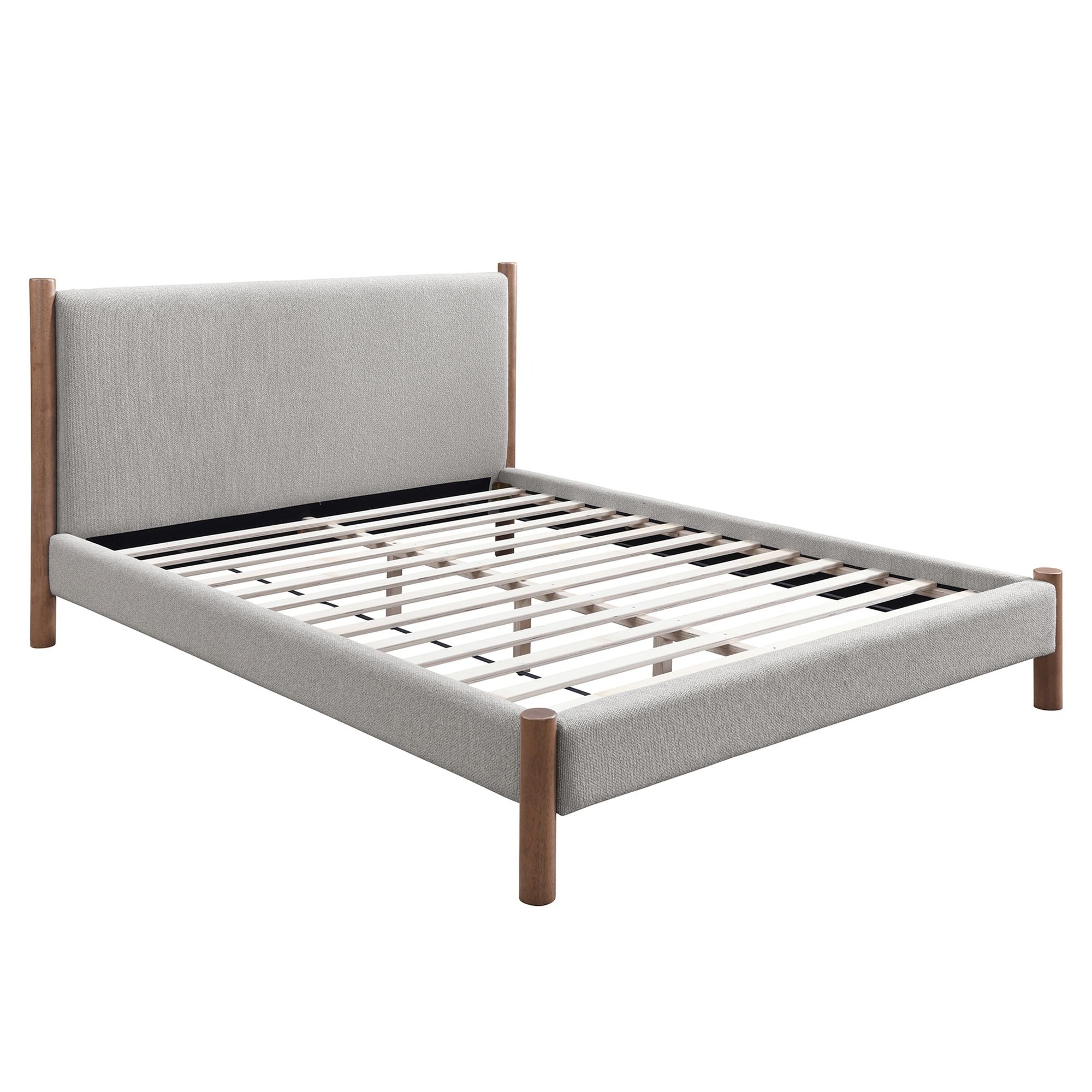 Zoran Platform Bed in Mushroom and Walnut