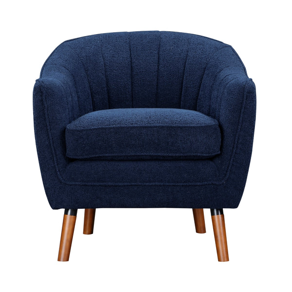 Blue MAZ Cutler Collection accent chair with sleek design and plush upholstery, ideal for modern living rooms.
