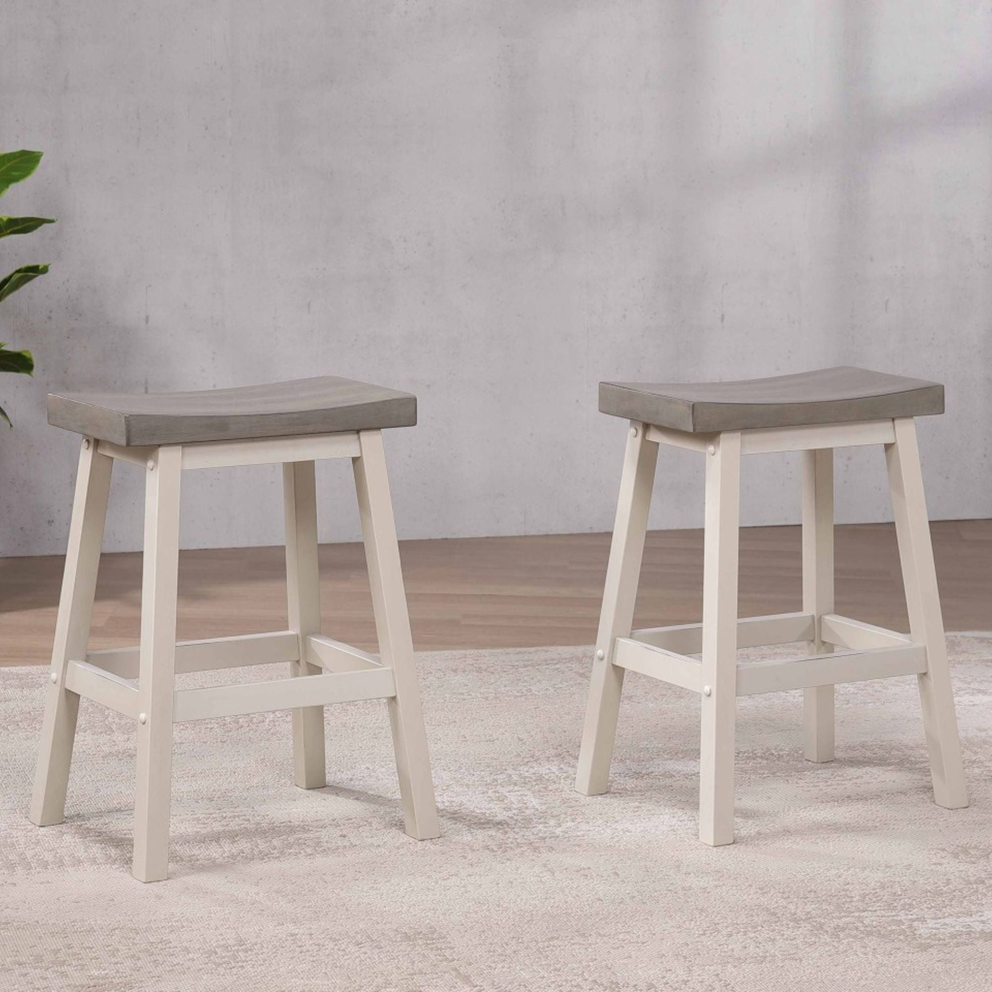 Counter Bar Stool Set of 2 in Grey/White 11225-24.