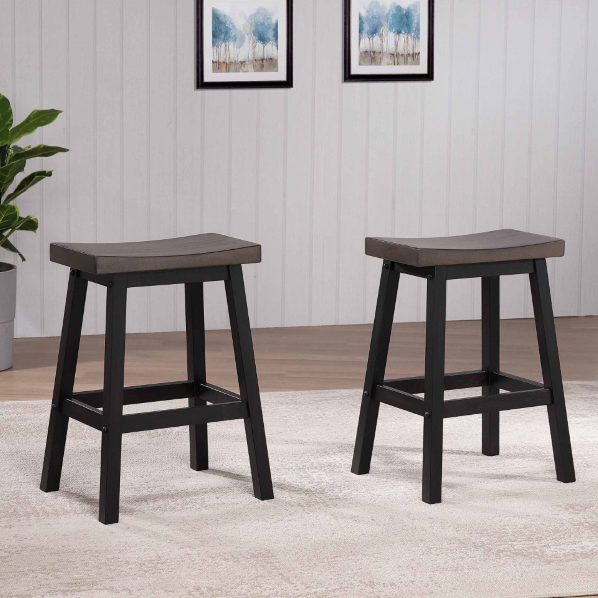 Counter Stool Set of 2- Oak/Dark/ Grey 11226-24.