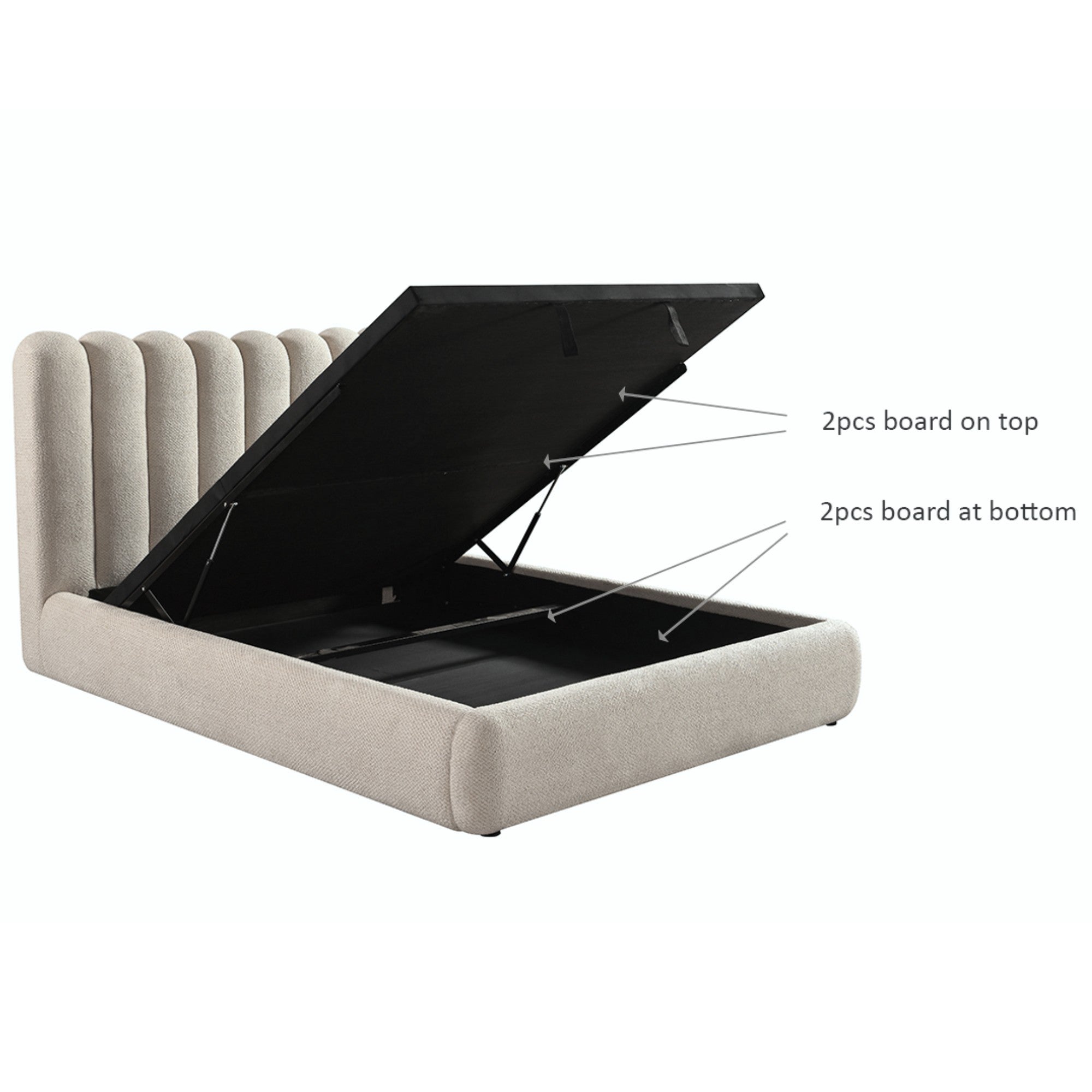 Siena Collection Upholstered Lift-up Storage Platform Bed