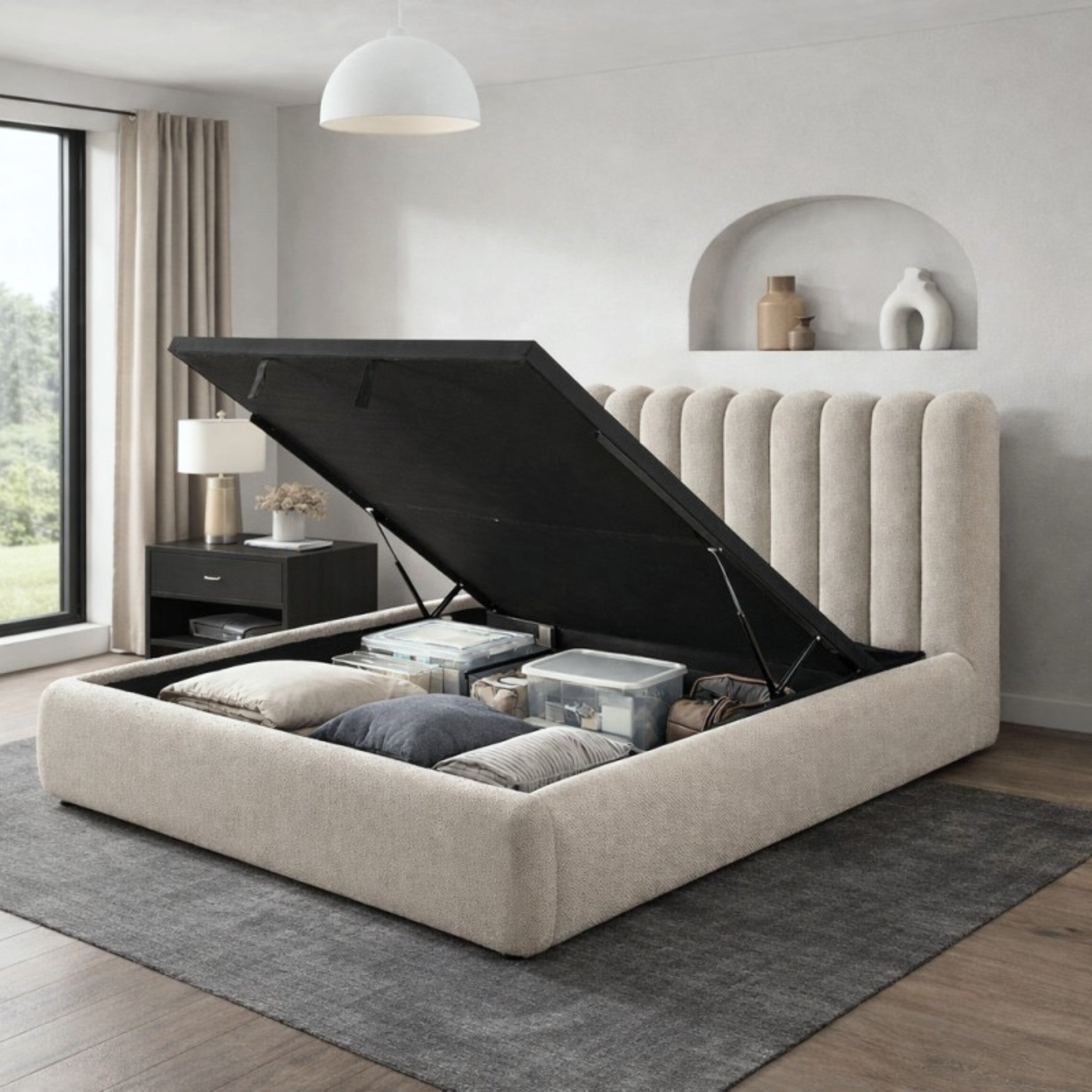 Siena Collection Upholstered Lift-up Storage Platform Bed