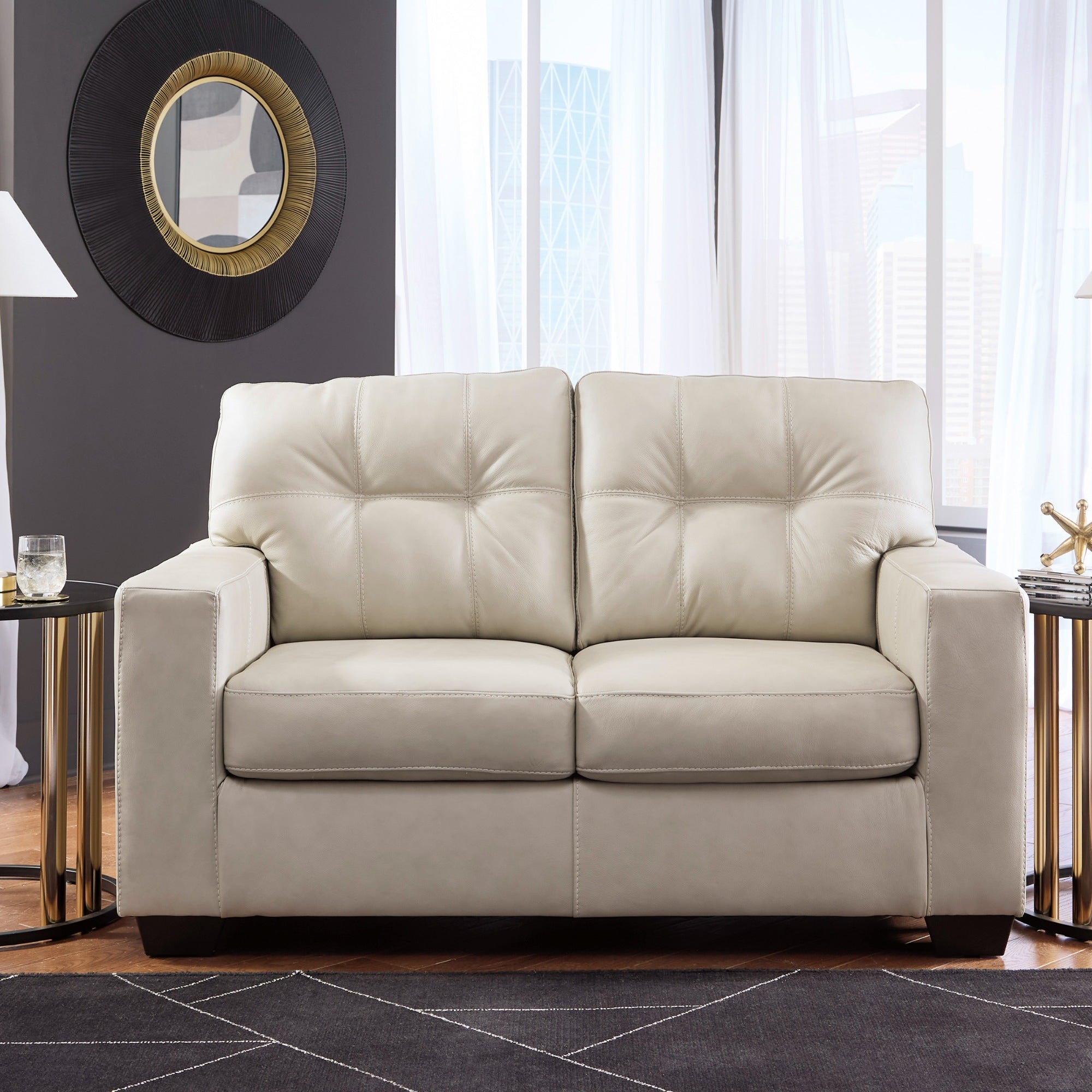 Santorine Leather Loveseat Beige