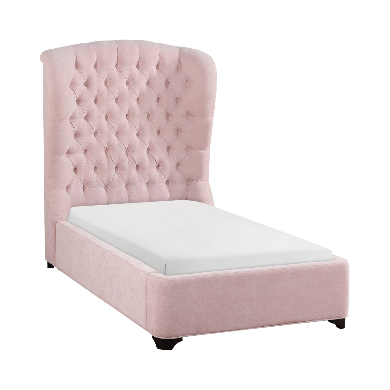 Pink Cameo Collection bed by M.A.F with elegant headboard and plush bedding, showcasing a stylish bedroom setup.