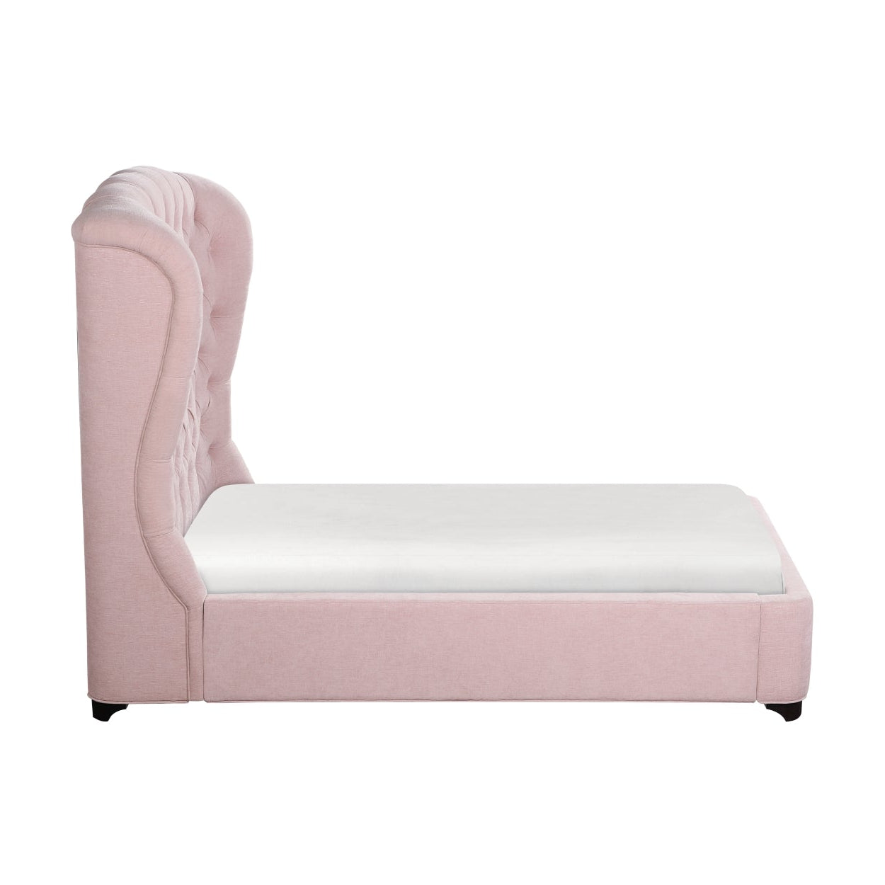 Pink Cameo Collection bed by M.A.F with upholstered headboard and elegant design, shown in a cozy bedroom setting