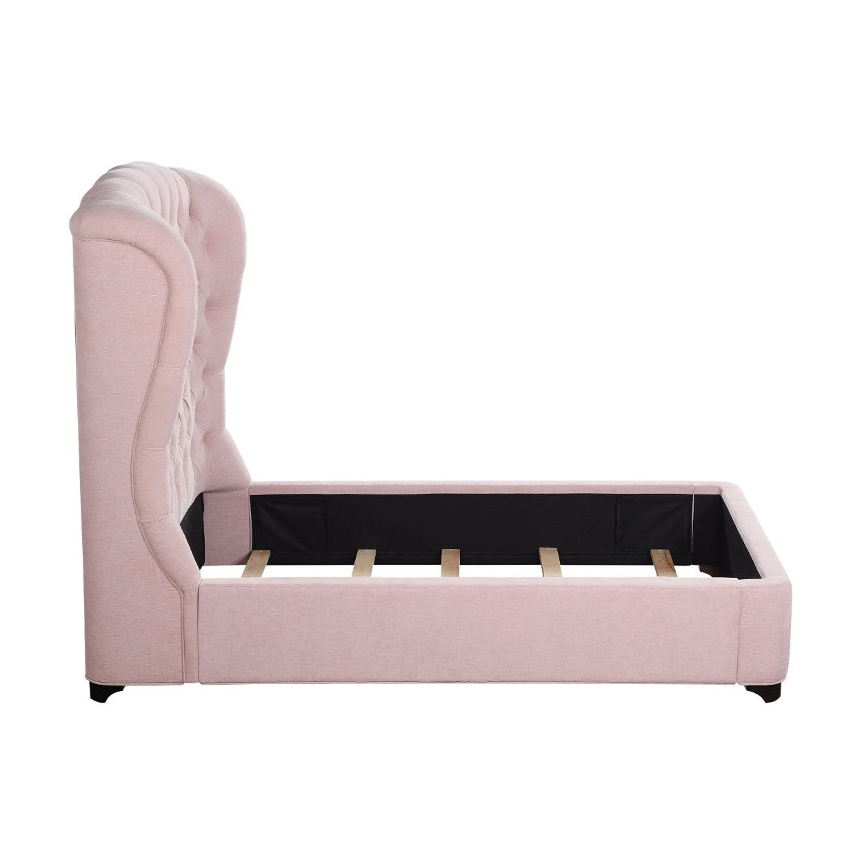 Pink Cameo Collection bed by M.A.F featuring a stylish upholstered bed frame with a plush headboard and elegant design.
