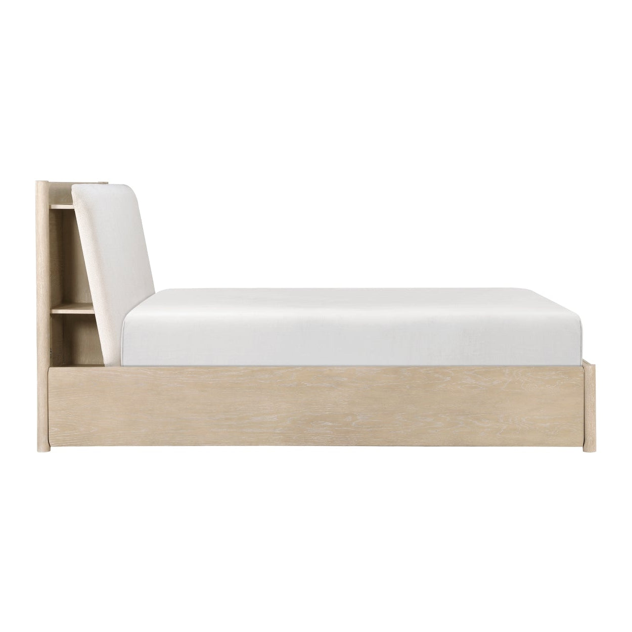 MAZ Matteo Collection soft modern bedroom set featuring a bed, nightstands, and dresser in neutral tones, styled in a contemporary bedroom.