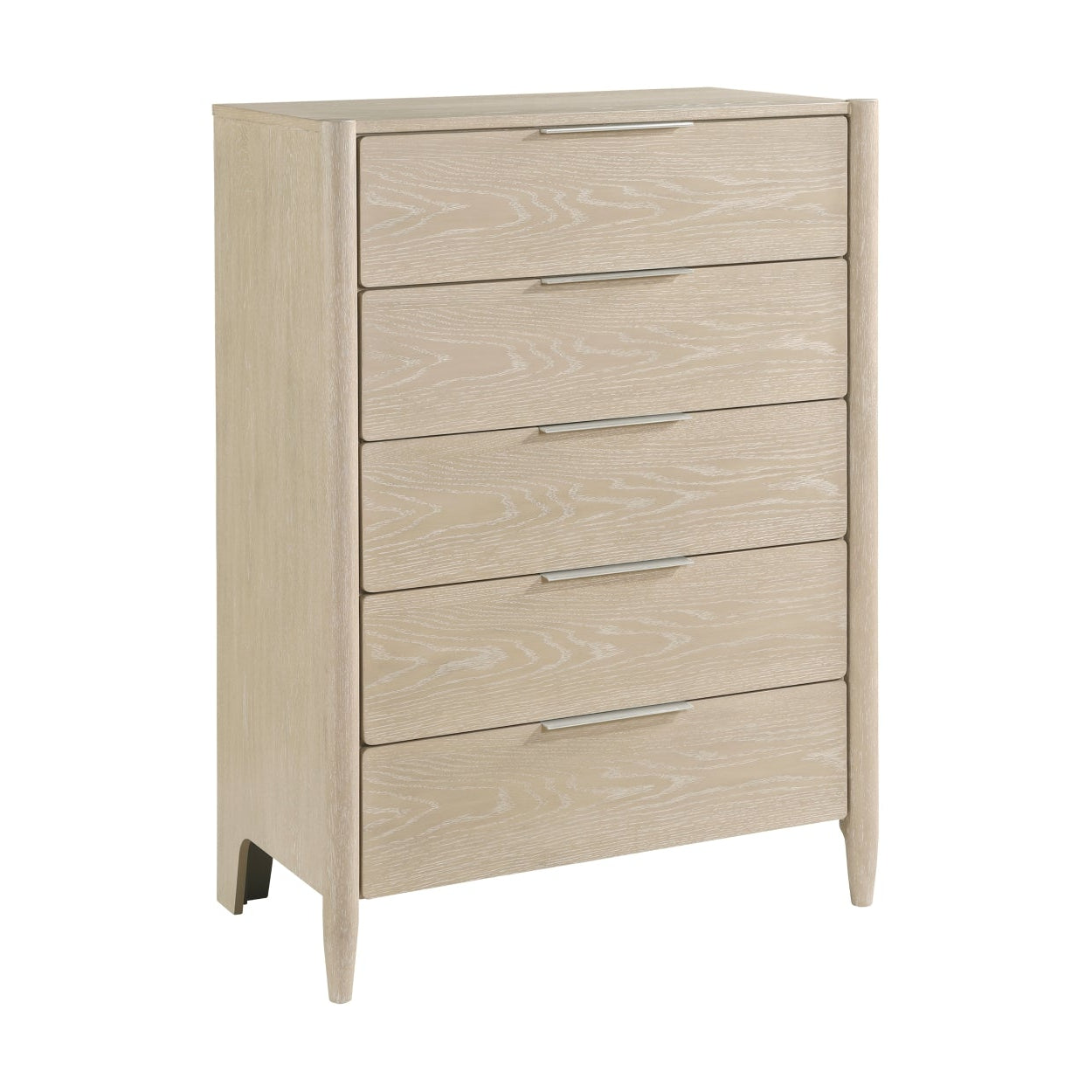 Maz Matteo Collection soft modern bedroom set with bed frame and matching nightstands, featuring sleek, contemporary design.