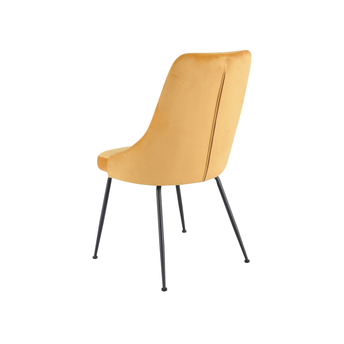 Set of two MAZ Plumeria yellow dining chairs shown from the back angle, featuring sleek design and modern style.