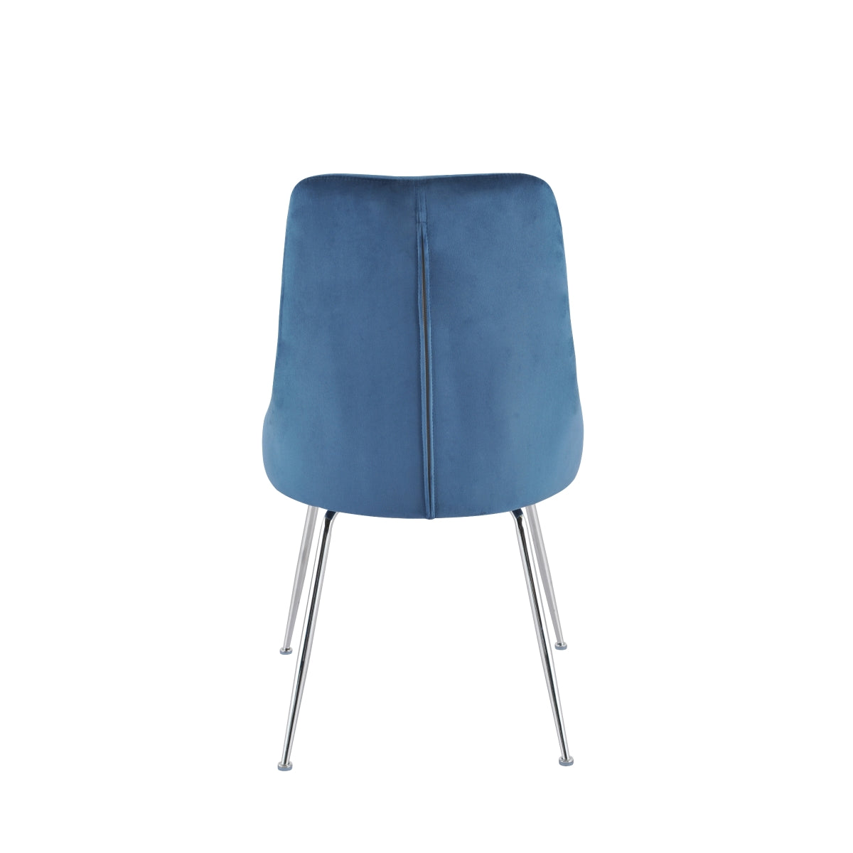 Set of two MAZ Plumeria blue dining chairs with curved backs, shown from the rear, featuring sleek modern design.