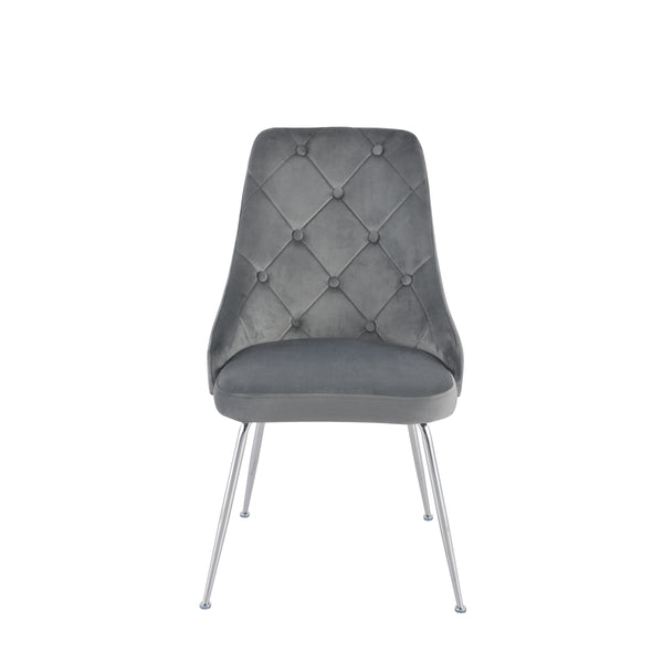 Pair of MAZ Plumeria Grey Dining Chairs with sleek modern design, shown from the front without background.