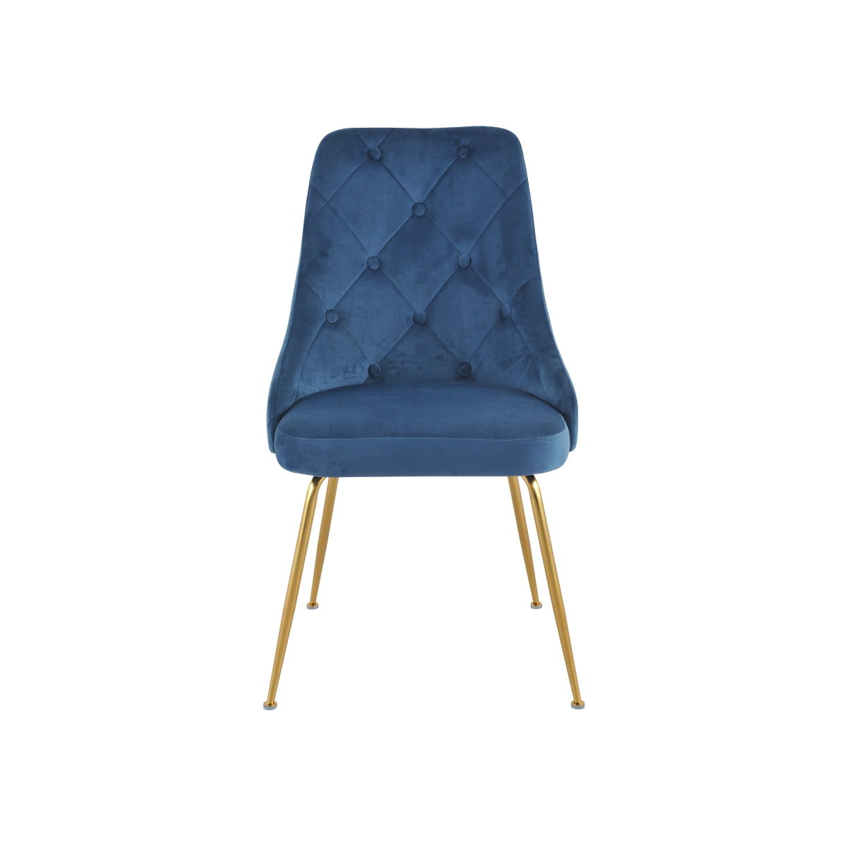 Set of two MAZ Plumeria Blue Dining Chairs with sleek modern design, shown from the front without background.