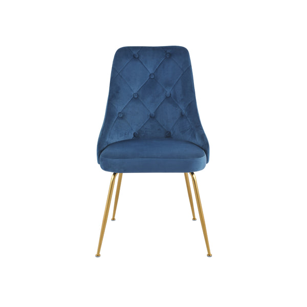 Set of two MAZ Plumeria Blue Dining Chairs with sleek modern design, shown from the front without background.