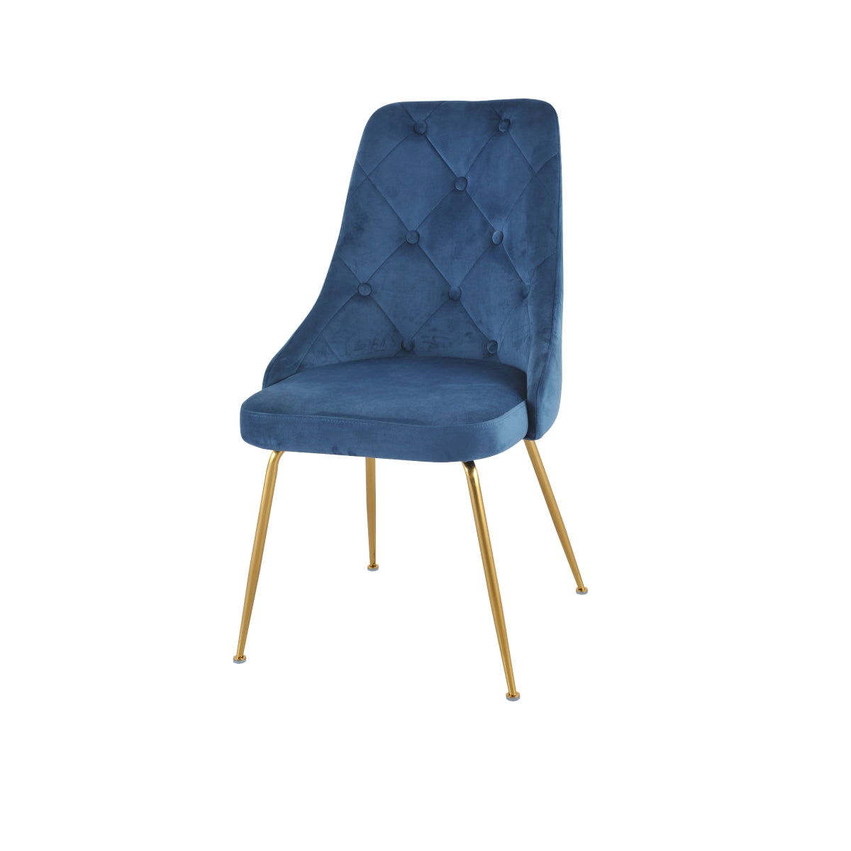 Set of two MAZ Plumeria blue dining chairs with modern design, front angle view, showcasing the sleek, stylish seating for dining room.