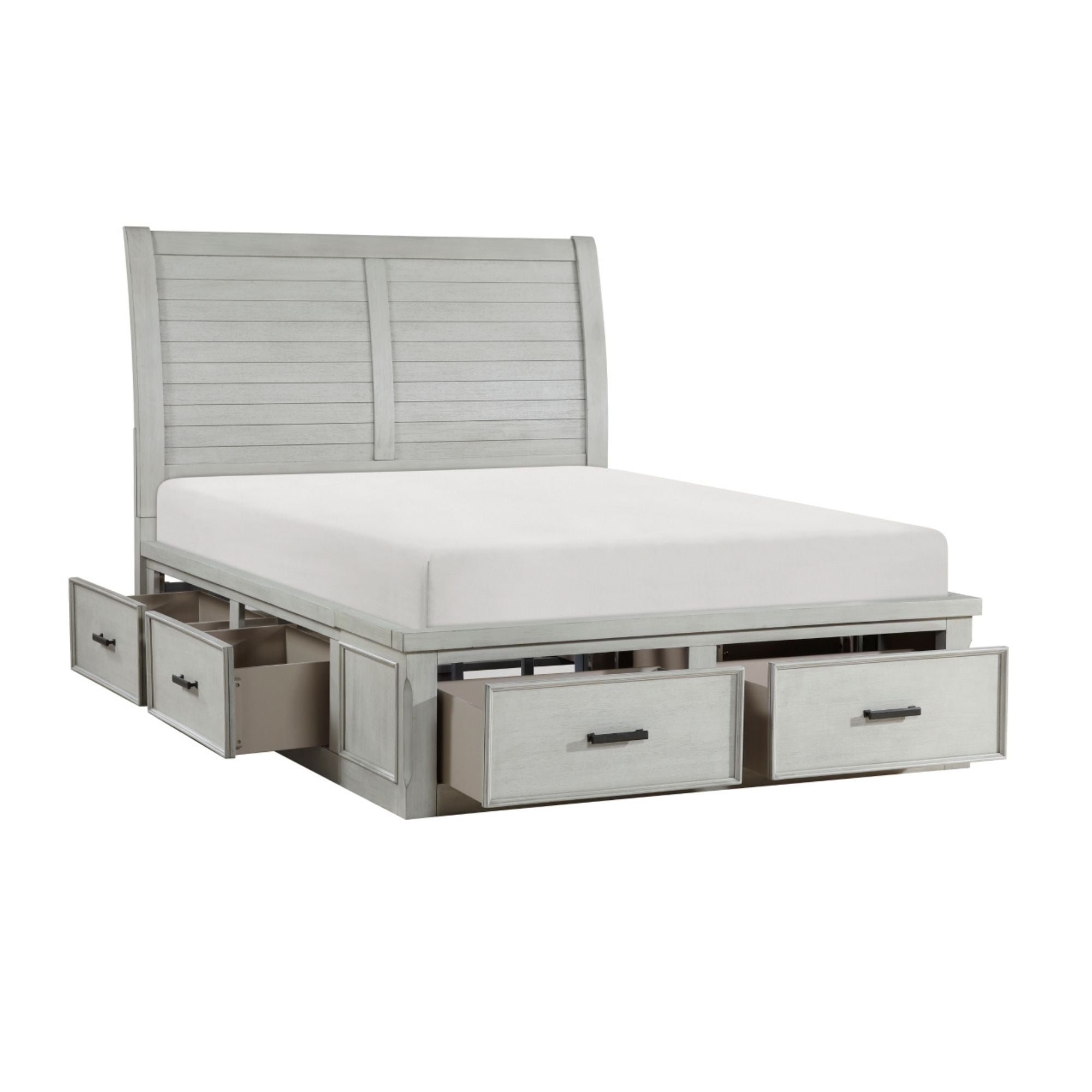 M.A.F Willowbrook Collection bedroom set with a bed, nightstands, and dresser in a modern bedroom setup.
