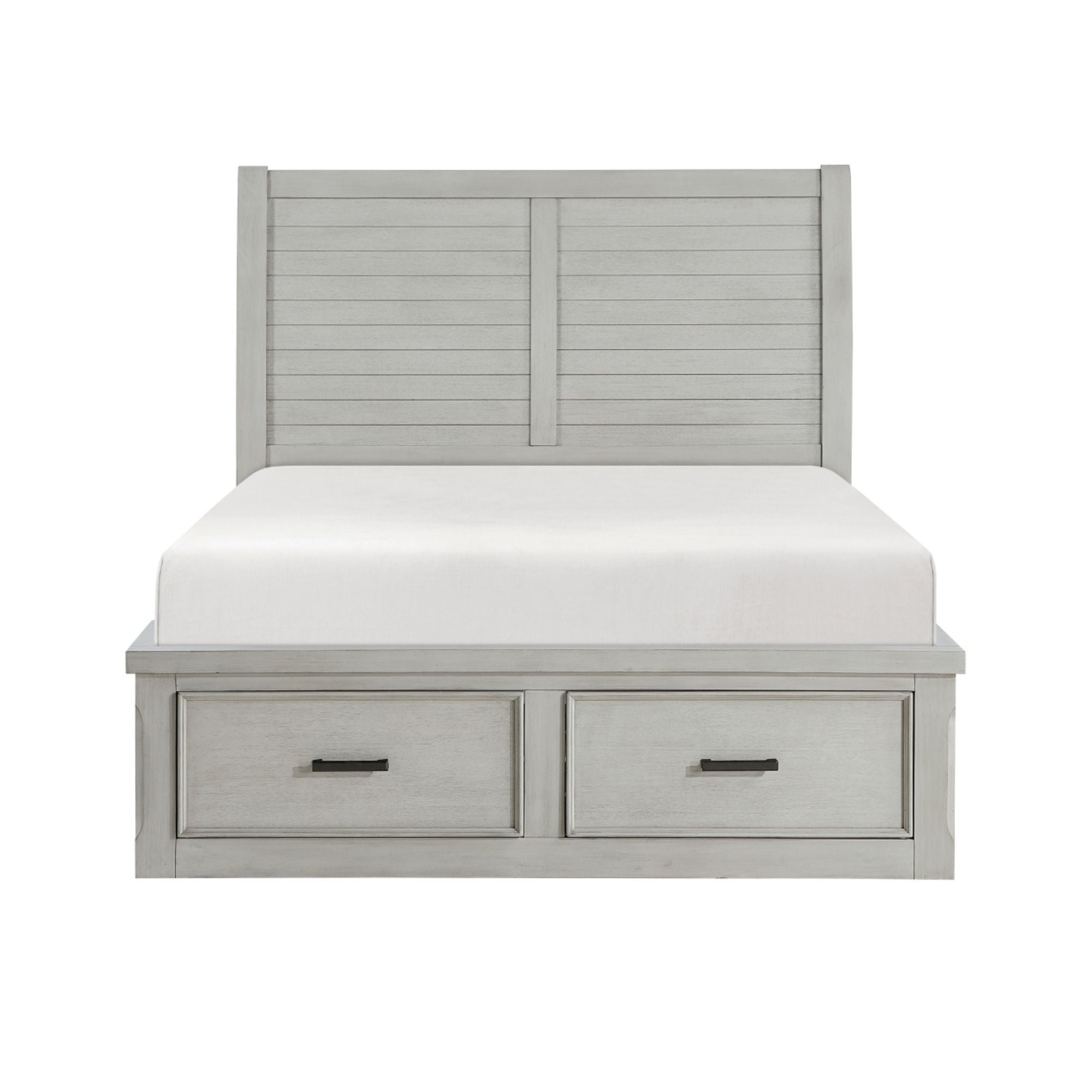 MAZ Willowbrook Collection bedroom set featuring a large bed with a wooden headboard and matching bedside tables in a cozy bedroom setting.