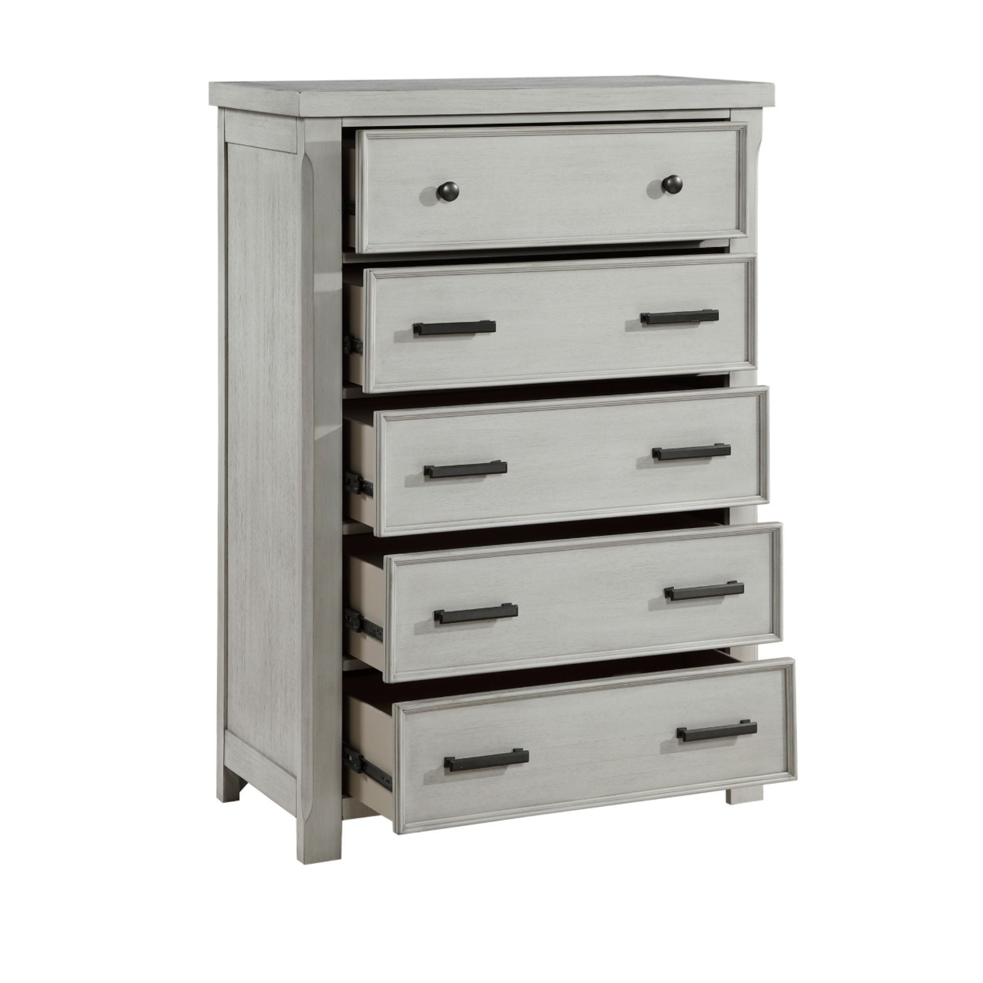 MAZ Willowbrook Collection bedroom set featuring a bed with a wooden headboard and matching nightstands in a modern design.