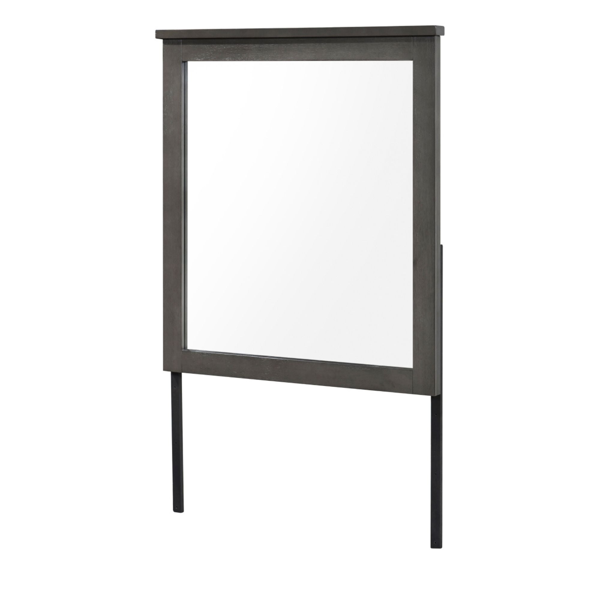 Gray-brown Lenior Collection bedroom set by MAZ, featuring a bed, nightstands, and dresser in a modern bedroom furniture design.