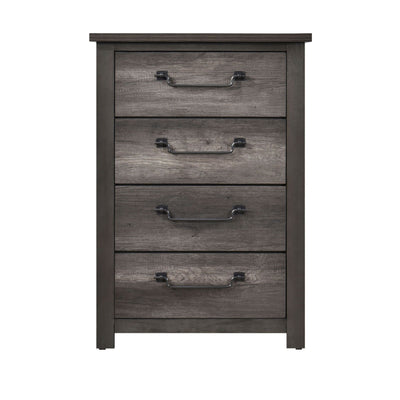 MAZ Lenior Collection grey-brown bedroom set with bed, dresser, and nightstands, showcasing modern bedroom furniture.