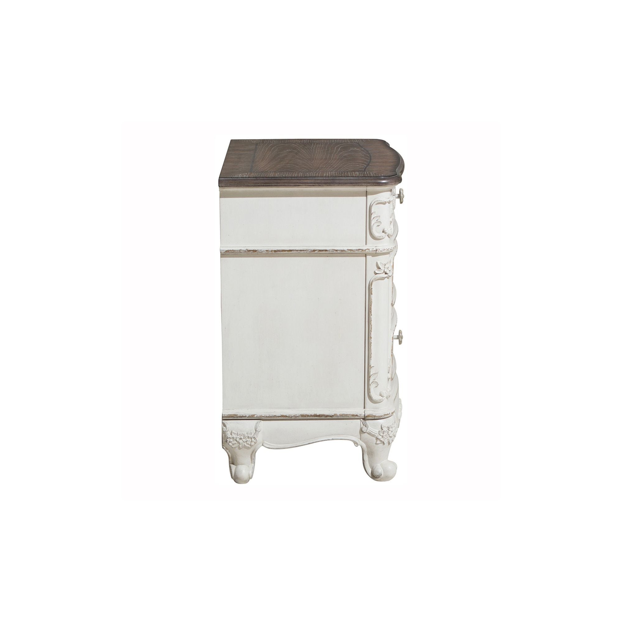 MAZ Cinderella Collection two-tone bedroom set featuring a bed, dresser, and nightstands in a stylish bedroom scene.