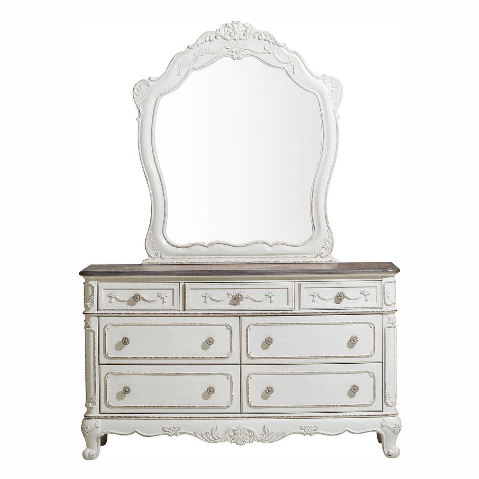 Maz Cinderella Collection youth dresser in two-tone finish, featuring multiple drawers and a modern design for kids' bedrooms.
