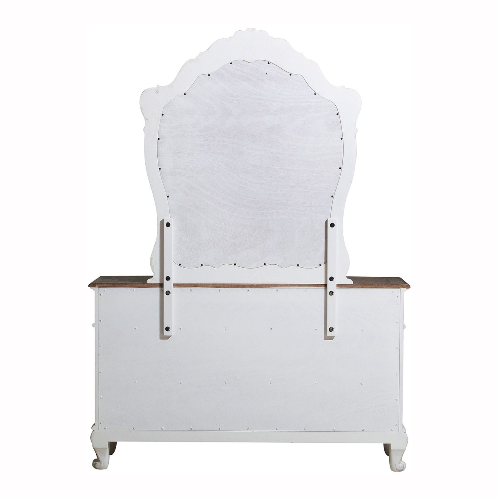 Cinderella Collection two-tone bedroom set by MAZ featuring a bed, nightstands, dresser, and mirror in a stylish bedroom scene.