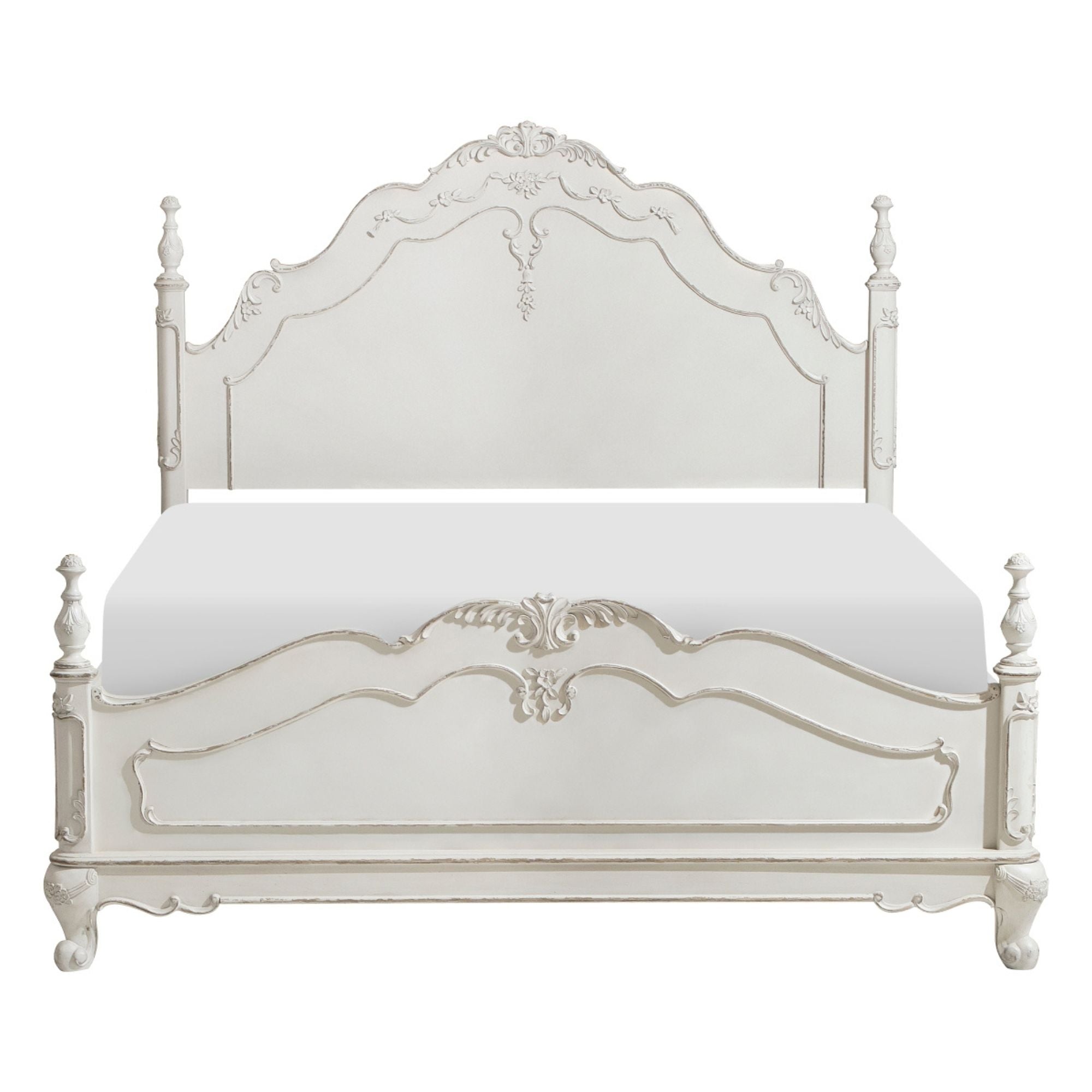 Maz Cinderella Collection bedroom set featuring a queen bed with ornate headboard, matching nightstands, and elegant bedroom furniture.