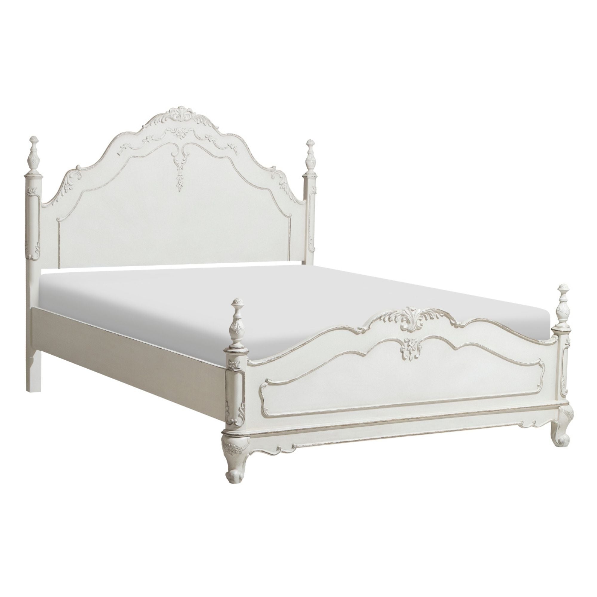MAZ Cinderella Collection two-tone bedroom set with bed, nightstands, dresser, and mirror, featuring elegant furniture design.