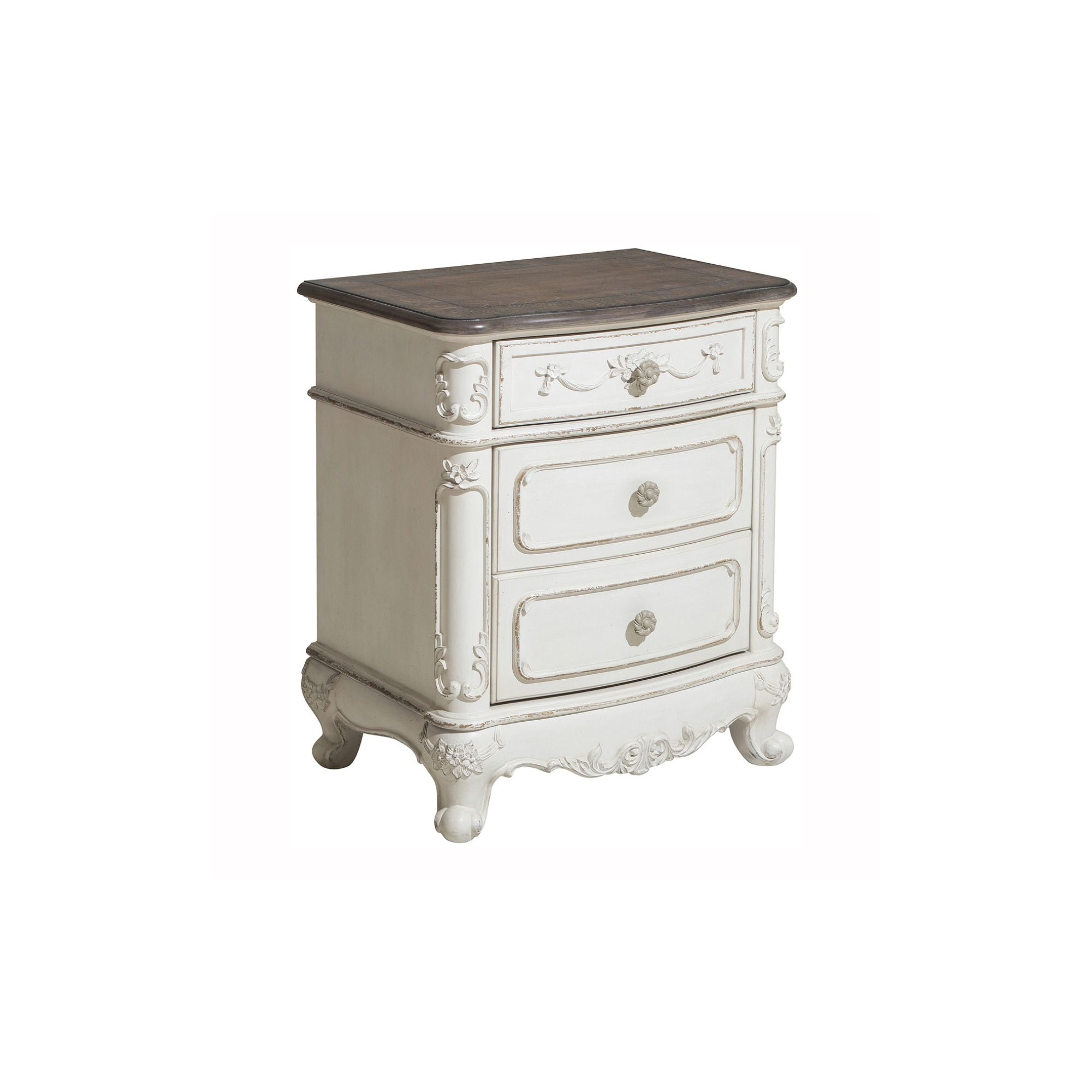 Maz Cinderella Collection two-tone bedroom set with a bed, nightstands, and dresser in a modern, elegant design.