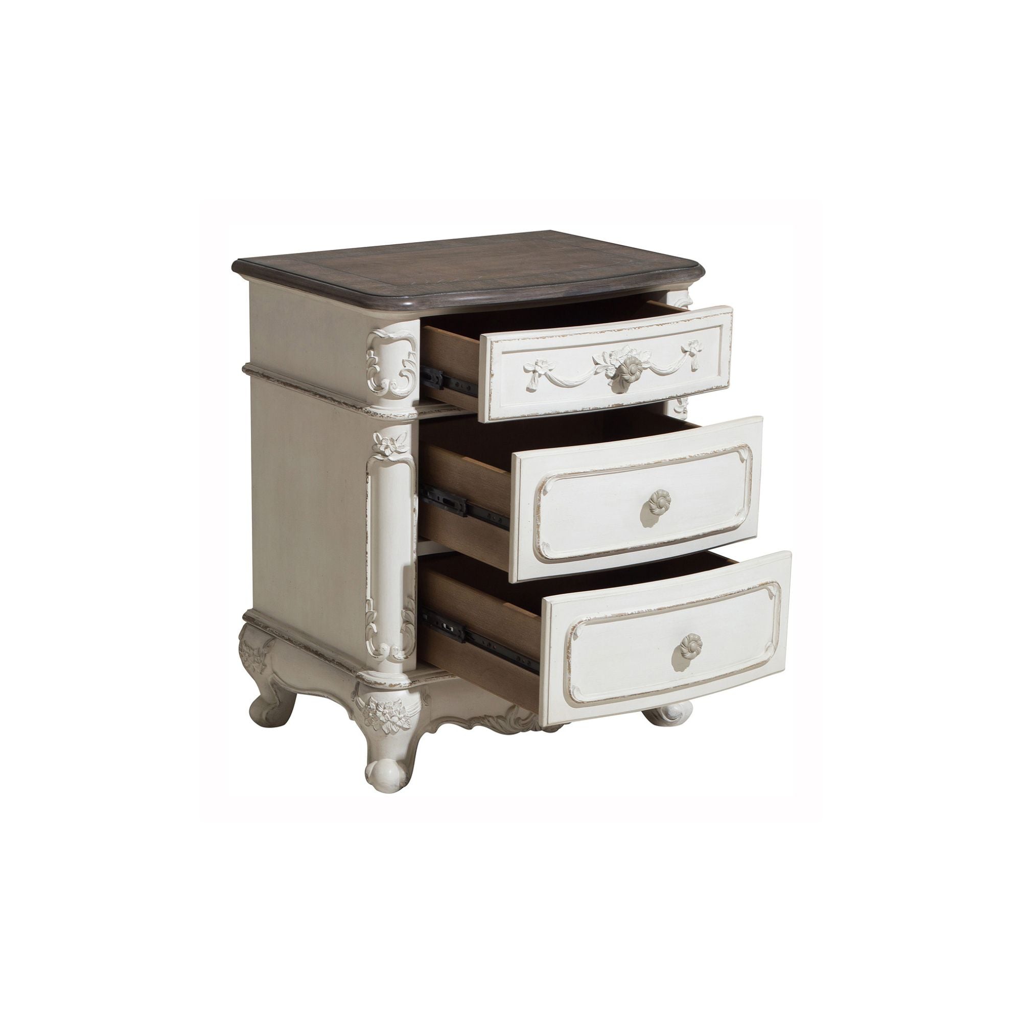 Maz Cinderella Collection two-tone bedroom set featuring a bed, dresser, and nightstands in a stylish bedroom arrangement.