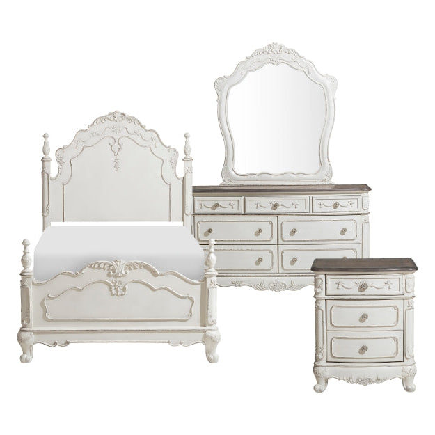 Maz Cinderella Collection two-tone bedroom set featuring a bed, nightstands, and dresser in a stylish bedroom arrangement.