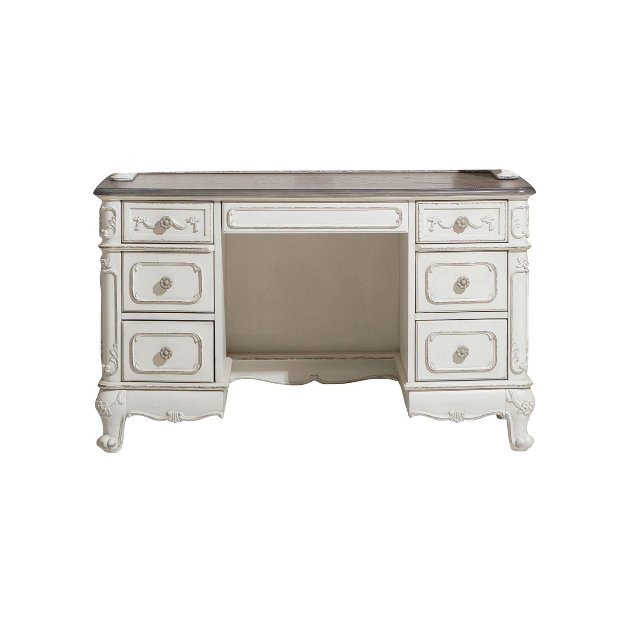 Mazin Furniture Cinderella Writing Desk with Hutch, featuring a spacious wooden workspace and storage hutch on top.