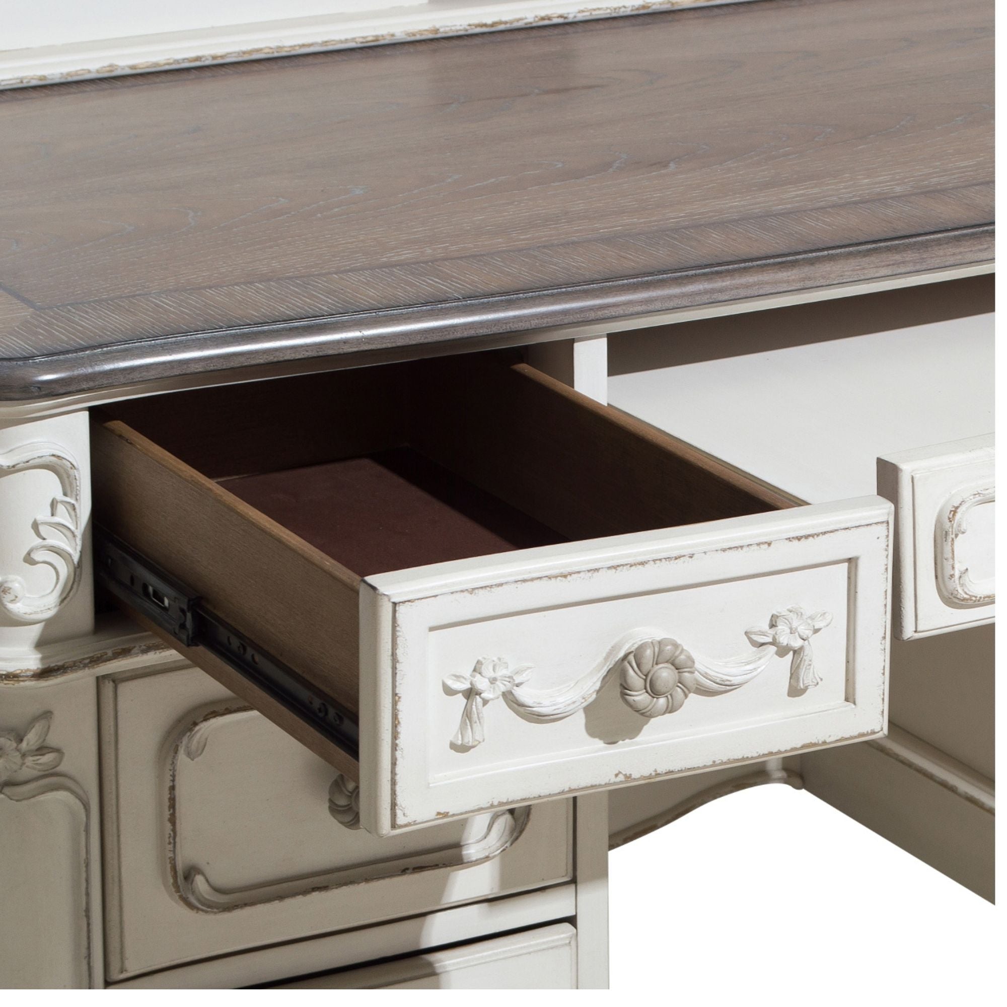 Mazin Furniture Cinderella writing desk with hutch featuring a classic design, wooden surface, and storage compartments.