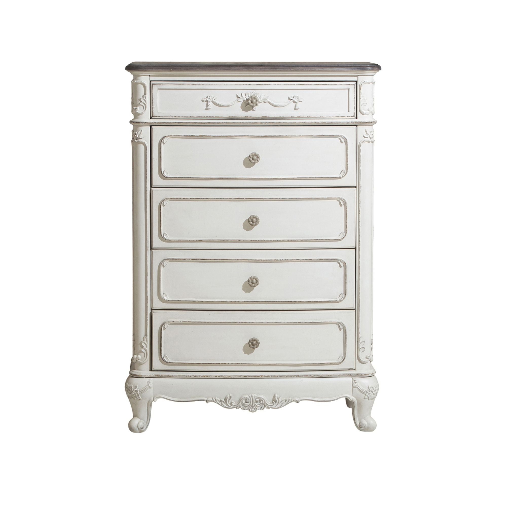 Two-tone Cinderella Collection bedroom set by MAZ featuring a bed, matching nightstands, and coordinated bedroom furniture.