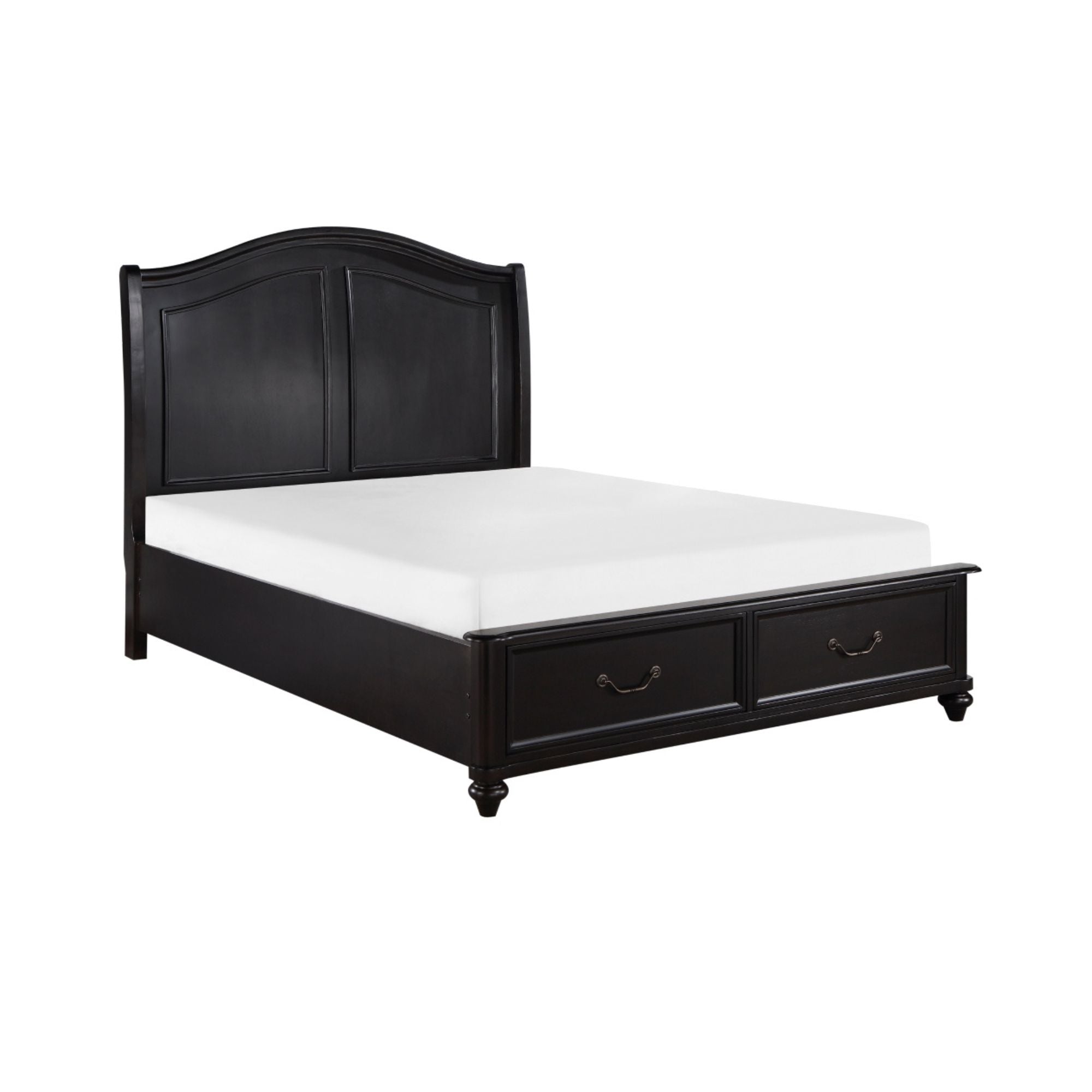 M.A.F Herman Collection bedroom set with storage, including bed frame, nightstands, and dresser, in a modern bedroom setting.