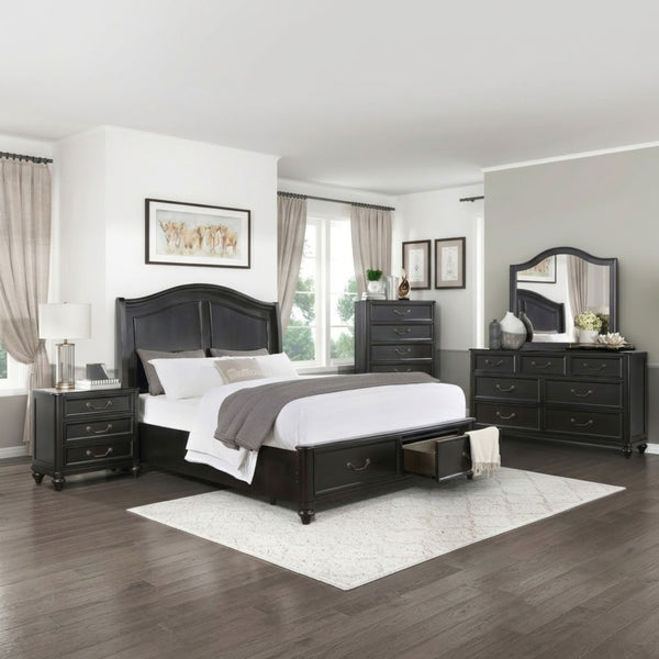 M.A.F Herman Collection storage bedroom set featuring a bed with built-in drawers and matching side tables in a modern design.