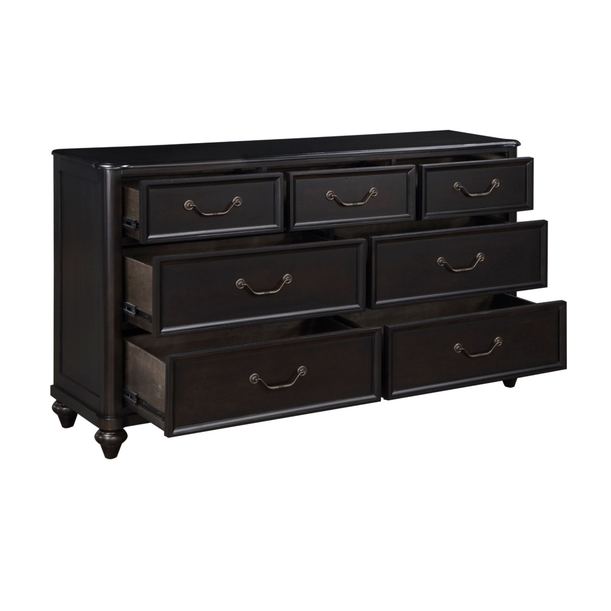 M.A.F Herman Collection bedroom set with storage, including a bed, dresser, and nightstands in a modern bedroom design