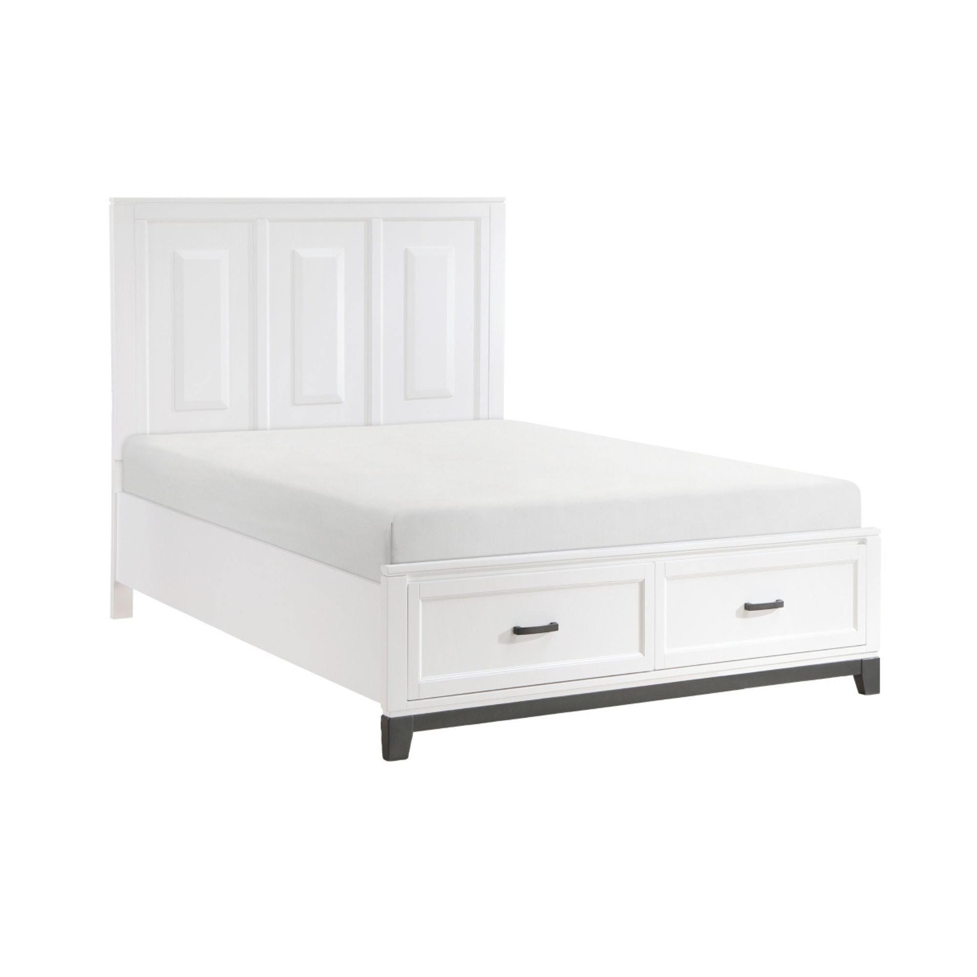 Maz Garretson Bed 1450WH in a bedroom setting with white finish and modern design, showcasing the stylish bed frame.